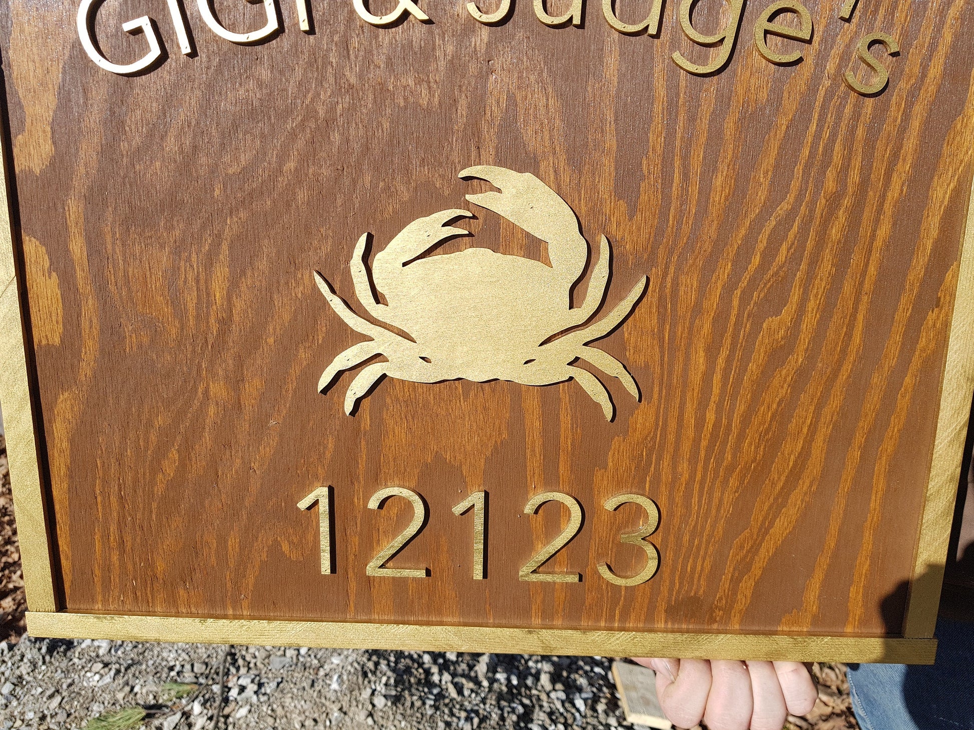 Large beach house sign, Address sign Established Sign, Crab, Exterior, Outdoor, Wooden, Wood, outdoor door beachy theme