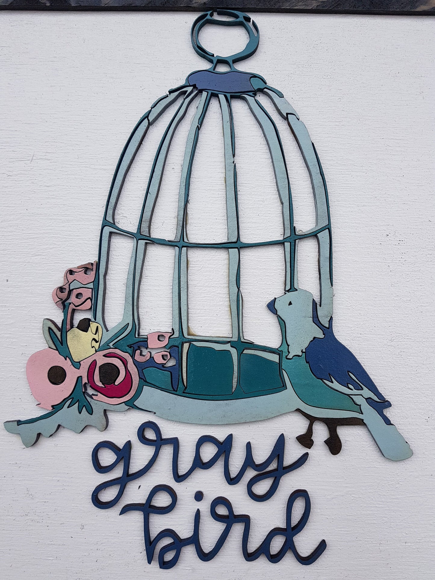 Small Business Sign Raised Text Script Small Shop Sign Boutique Sign Bird, Bird Cage Floral Sign Wooden Wood 3D Handmade Custom