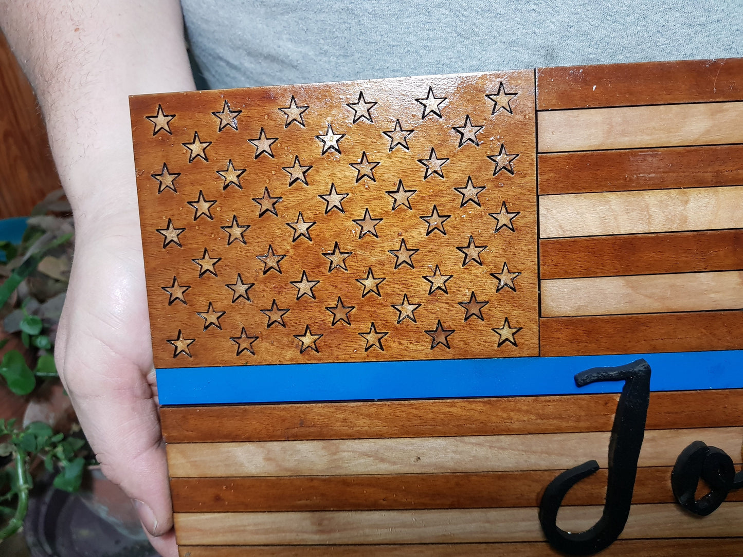 Thin Blue Line, Personalized American Flag Wood Sign, First Responders, Police, Law Enforcement, Fire, EMS, Communications