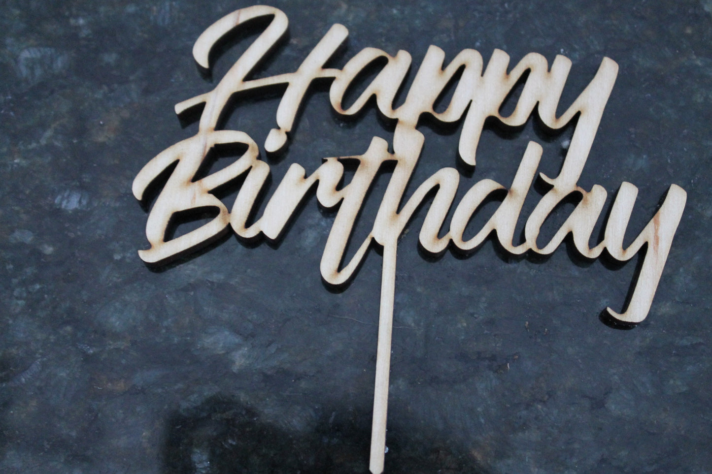 Happy Birthday Cake Topper, Cupcake Topper, Happy Birthday, Cutout, DIY, Wood Word, Laser Cut, Wooden, Decor, Birch