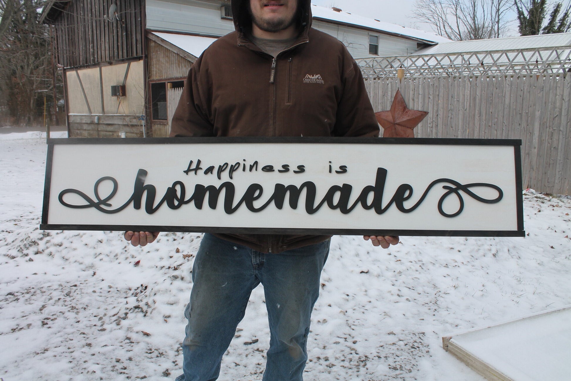 Happiness is Homemade, Wood Sign, Extra Large Country Sign ,Large Raised Letter, Over-sized, Wood, Extra Large, Couch Sign, Fireplace Sign