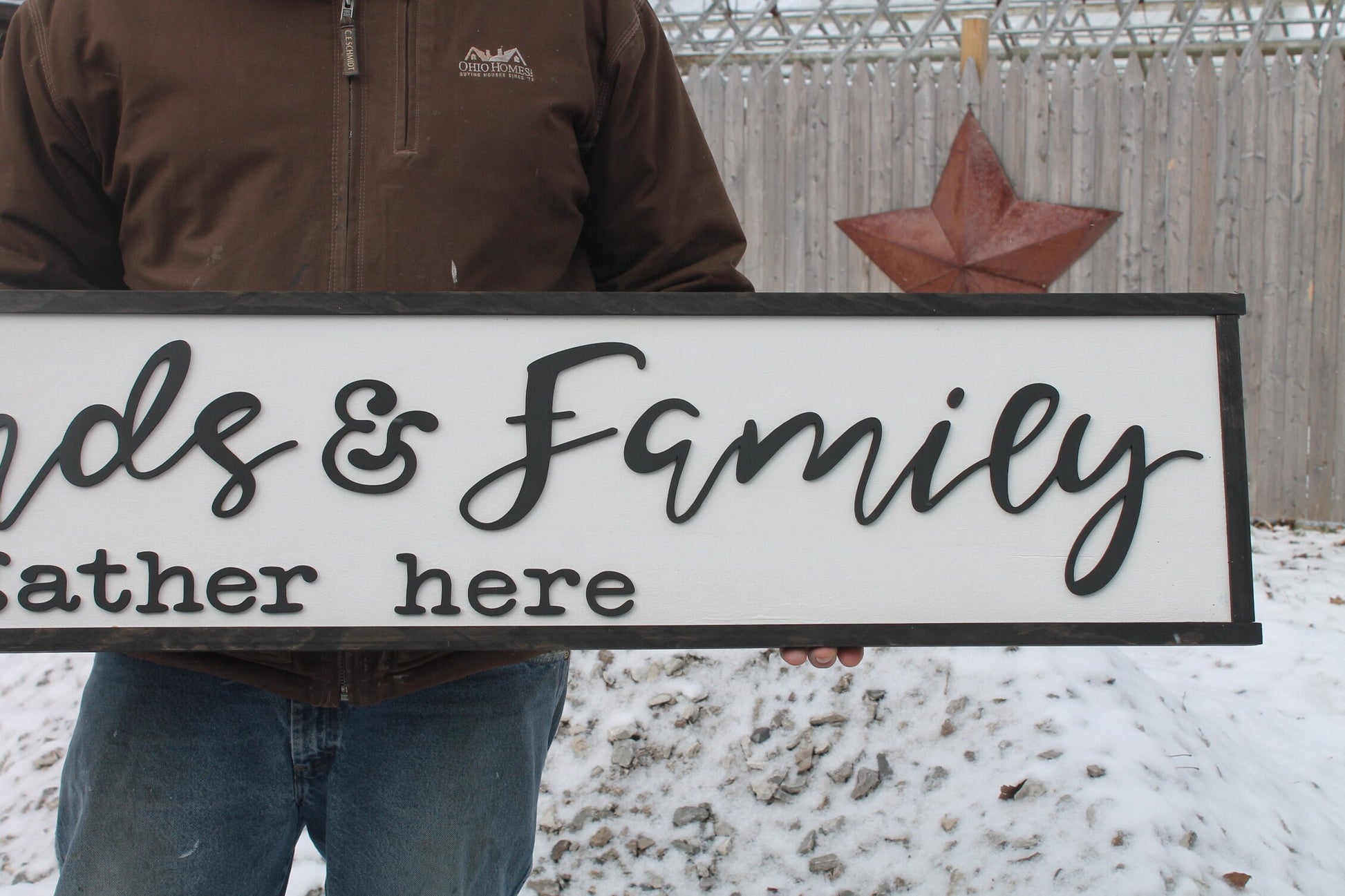 Friends and Family Gather Here, Wood Sign, Extra Large Country Sign ,Large Raised Letter, Over-sized, Wood,Couch Sign, Fireplace Sign