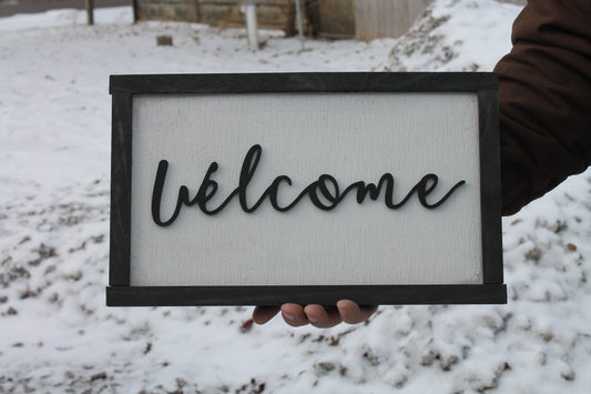 Welcome Porch Sign Wood Sign, Country Sign, Country , Shabby Chic, Large Raised Letter, Primitive, 3D, Framed, Script