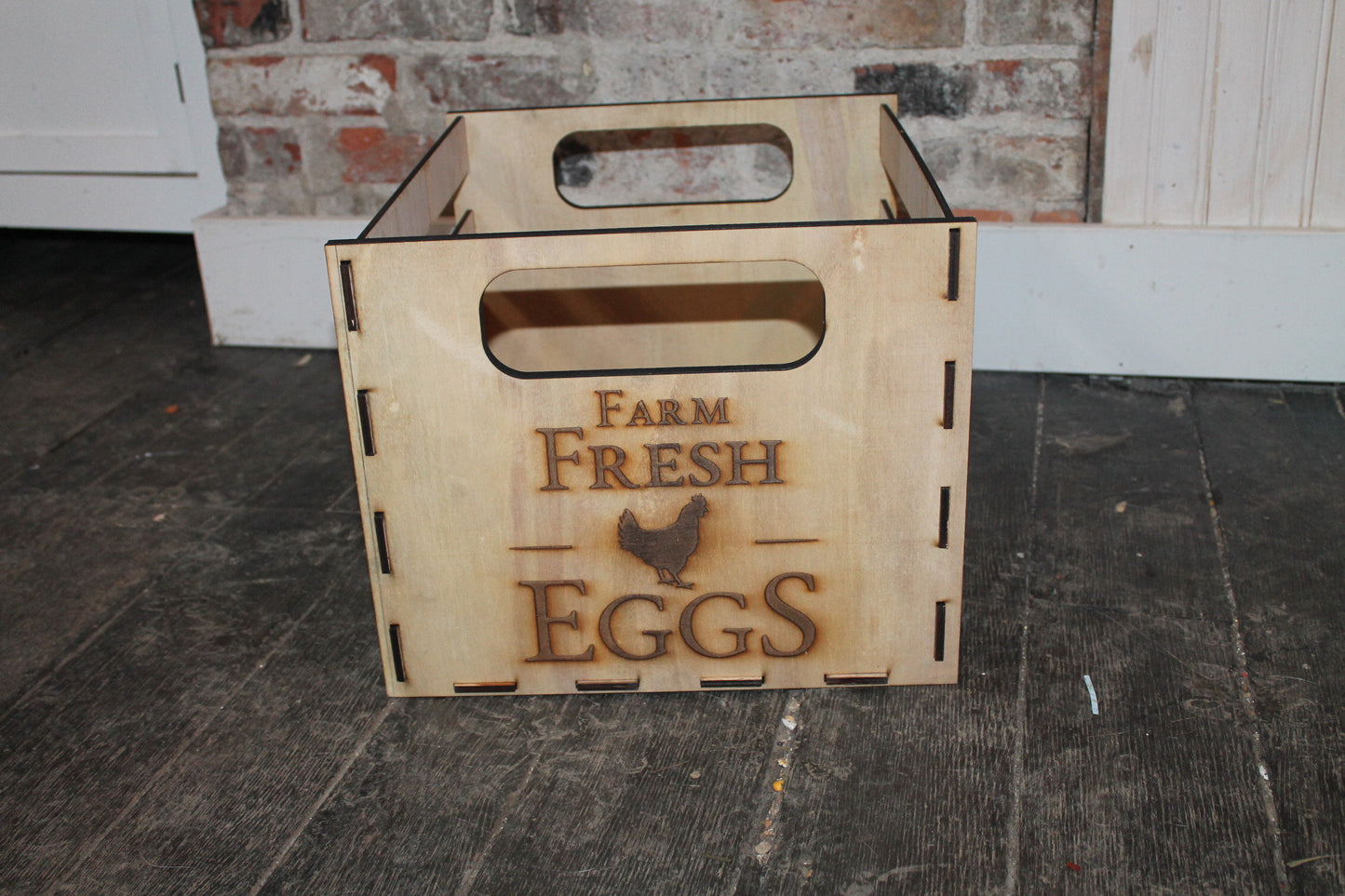 Custom Wood Crate, Use Your Company Logo or Image, Handles, Advertising Material, Marketing, Rustic, Logo, Chicken and Eggs