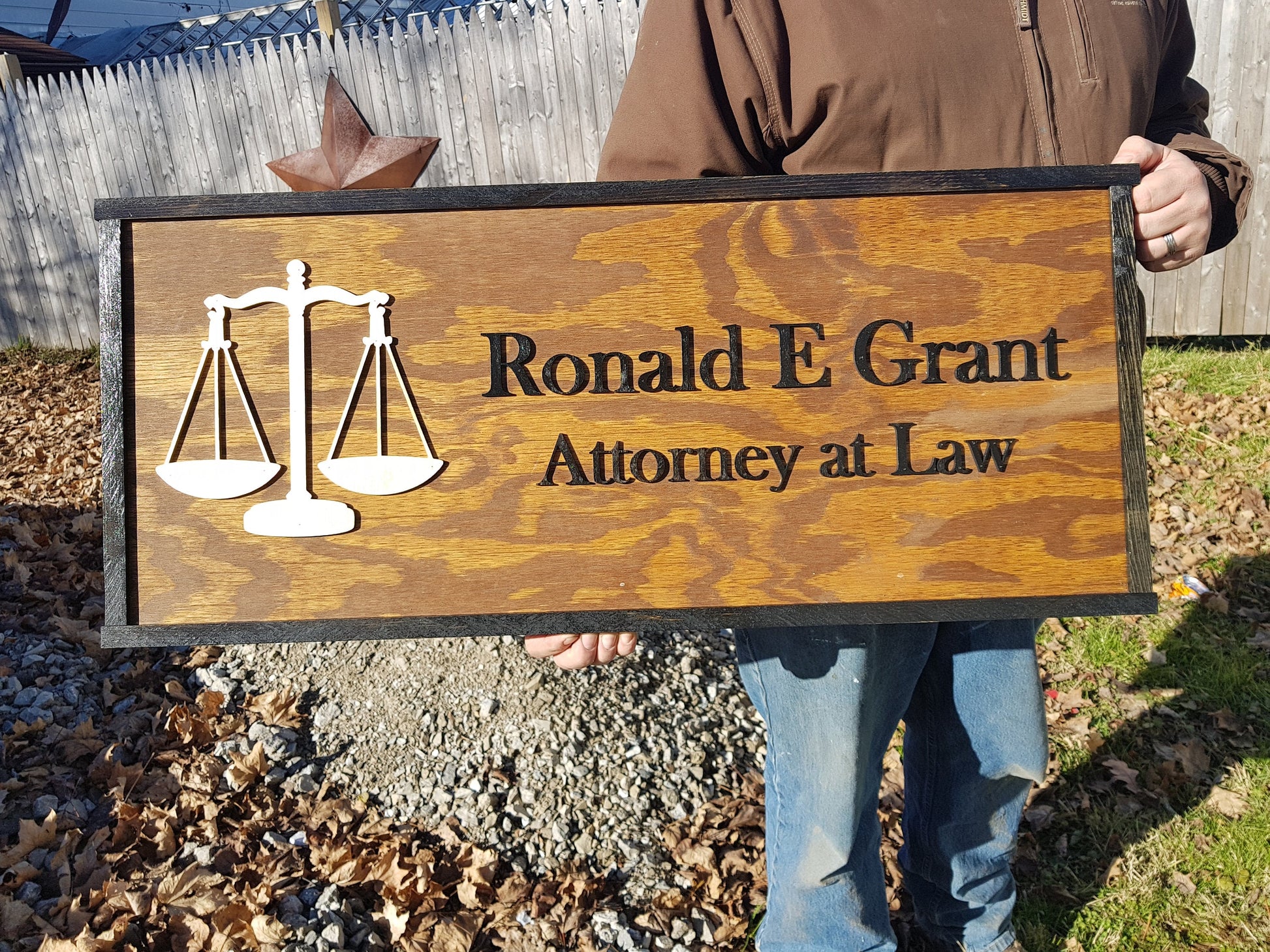 Large Custom Attorney Sign, Over-sized Rustic Business Logo, Wood, Laser Cut Out, 3D, Extra Large, Sign Footstepsinthepast