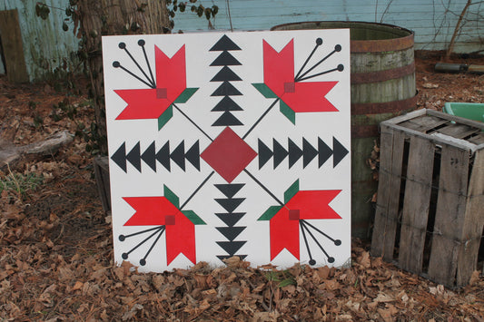 Barn Quilt, Tulip, Flower, Floral, Red, Wood Barn Quilt, Barn Decor, Vintage, Rustic, Mosaic, Handmade, Primitive, Wood, Laser Cut Out,Large