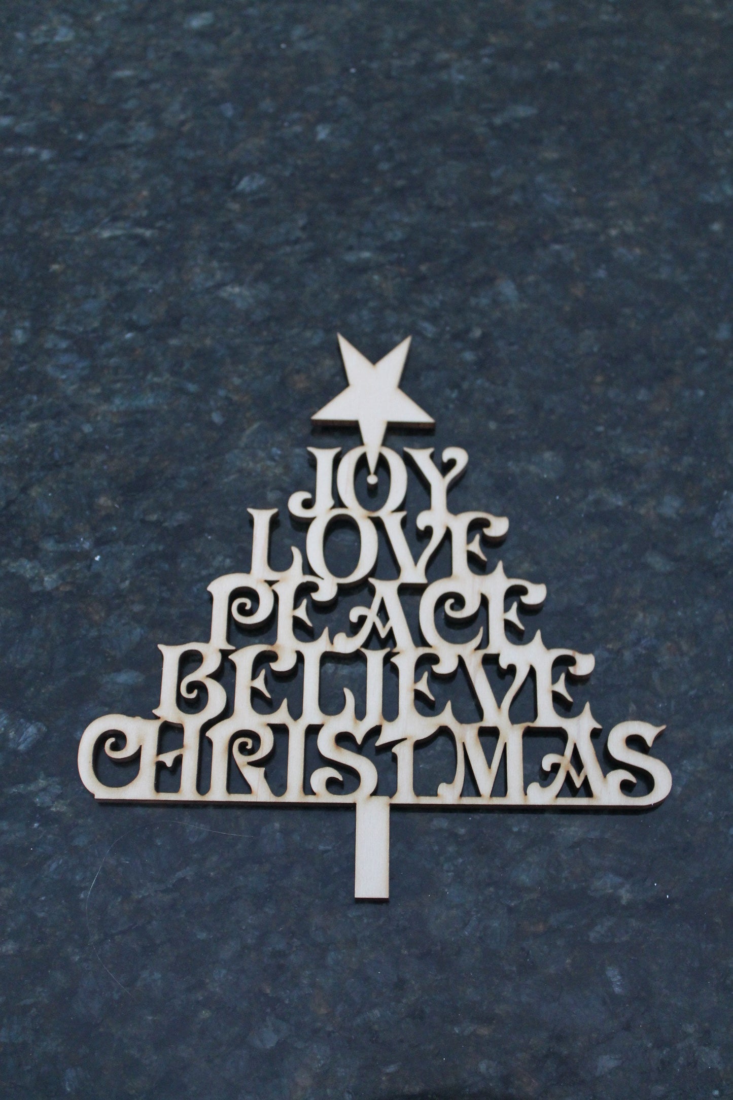 Joy, Love, Peace, Believe, Christmas Tree, Christmas Word Cut Out, Christmas Tree Laser Cutout, DIY, Wood, Silhouette, Craft, Decor, Birch