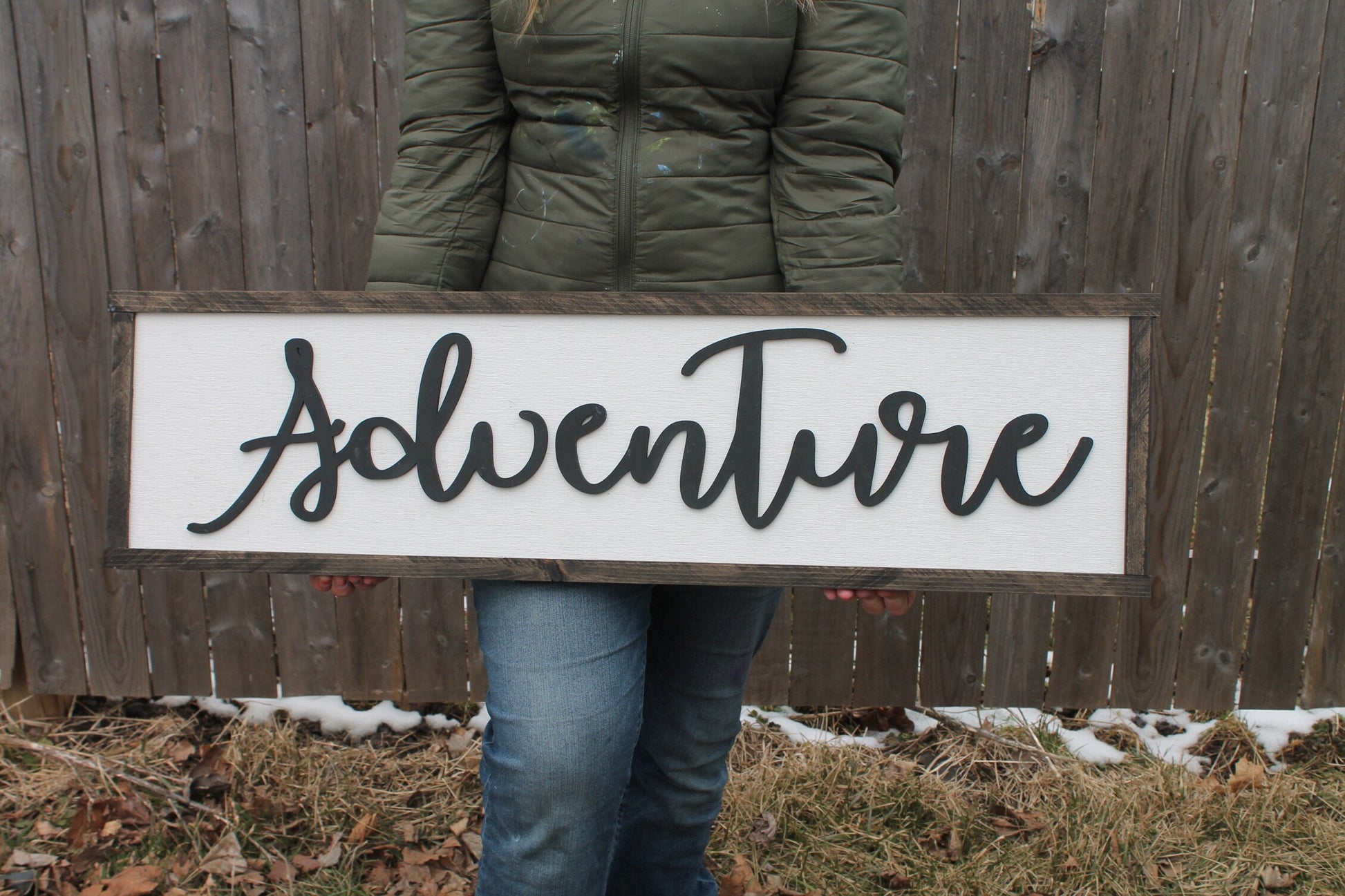 Adventure Wood Sign Wilderness Wild Travel Large Nursery Framed Large Black and White Rustic Primitive Shabby Chic Raised Text