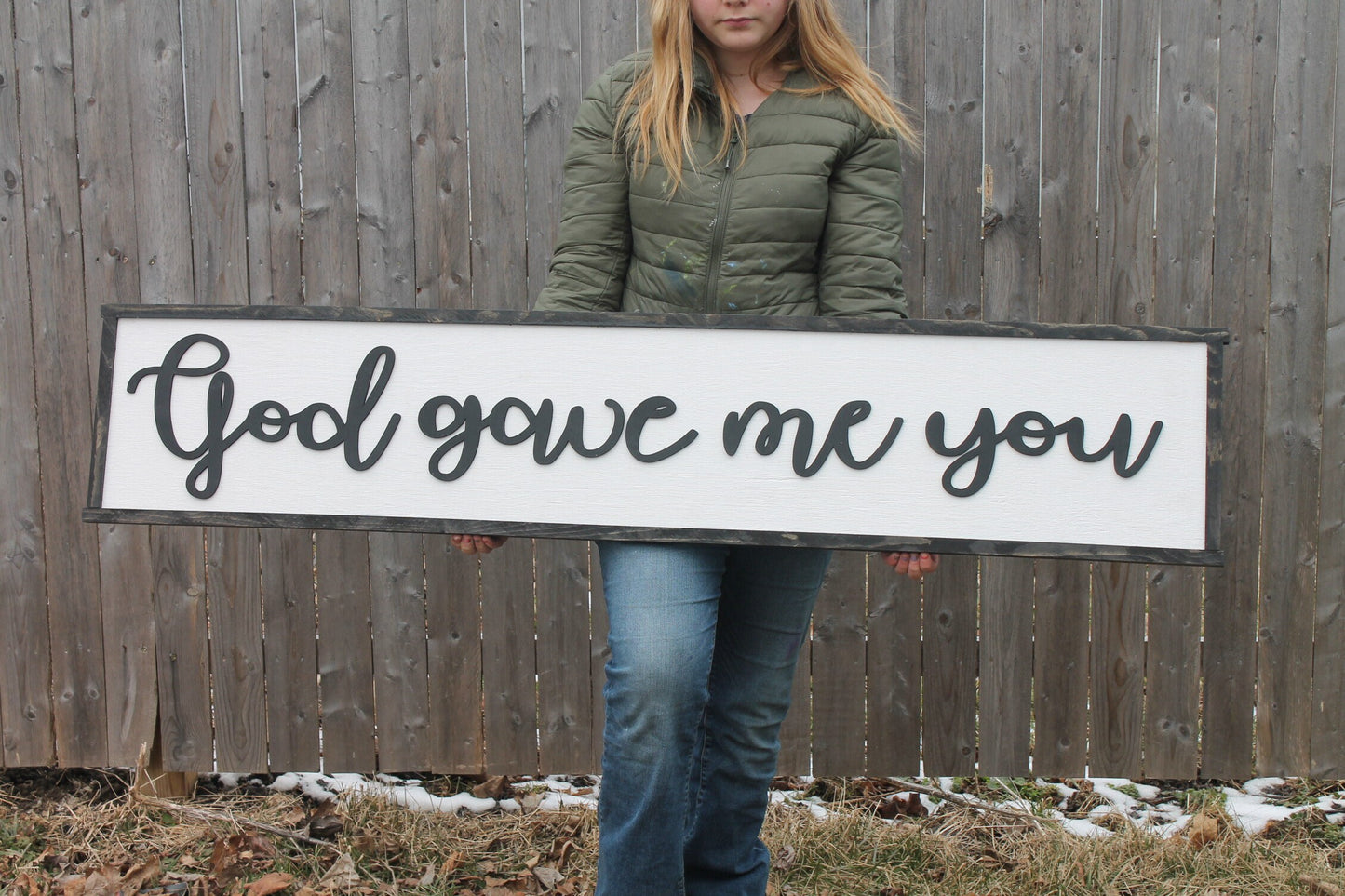 God Gave Me You, Large Wood Sign, Over Sized, Raised Text, Wedding Gift, Bedroom Sign, Couch Sign, Fireplace Sign, Shabby Chic, Rustic