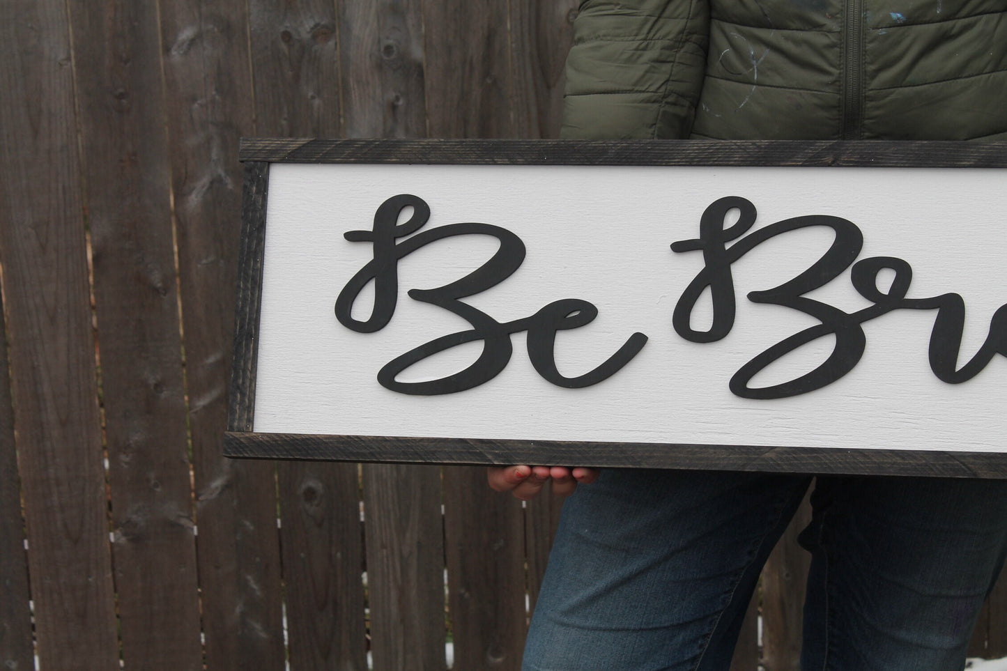 Be Brave Nursery Sign Raised Text Wood Sign Adventure Travel Large Over Sized Rustic Primitive Shabby Chic 3D Script Over the Crib
