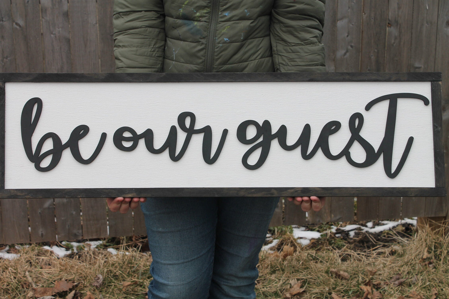 Be Our Guest Wood Sign, Raised Text, Guest Room Decor, Couch Sign, Large, Over Sized Rustic, Primitive, Shabby Chic, 3D, Country Living