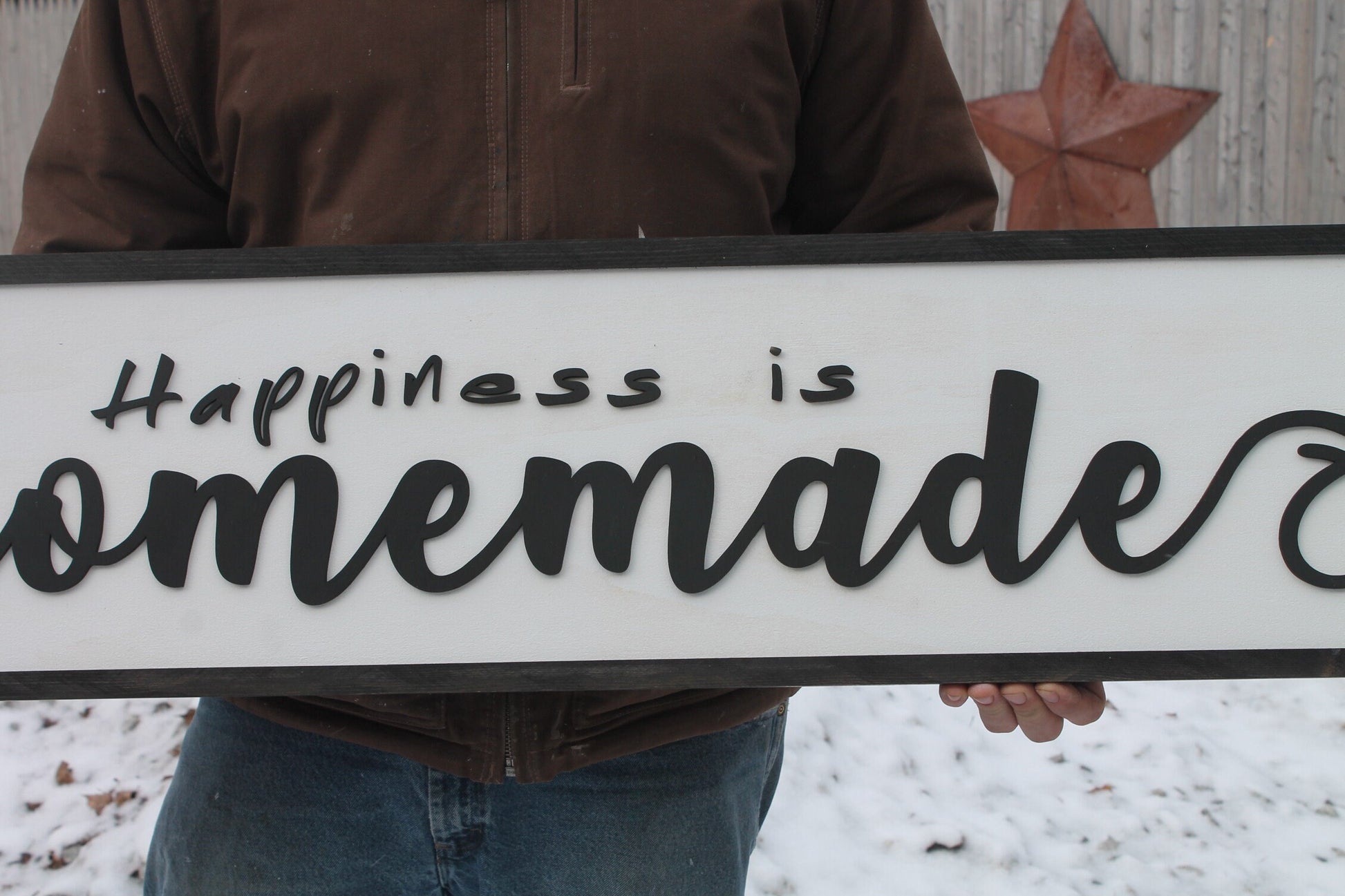 Happiness is Homemade, Wood Sign, Extra Large Country Sign ,Large Raised Letter, Over-sized, Wood, Extra Large, Couch Sign, Fireplace Sign