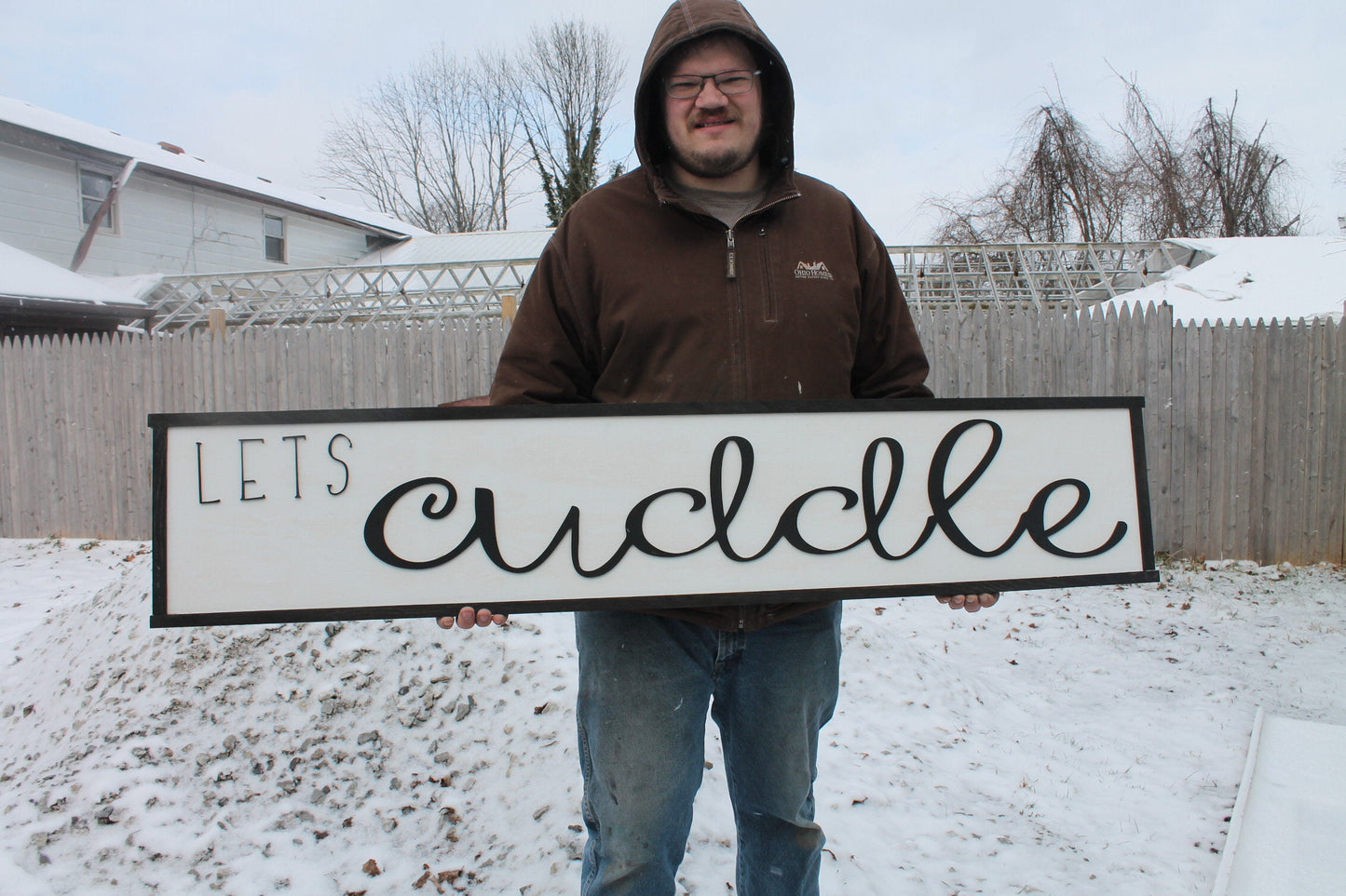 Lets Cuddle, Wood Sign, Extra Large Country Sign ,Large Raised Letter, Over-sized, Wood, Extra Large, Couch Sign, Fireplace Sign, Bedroom