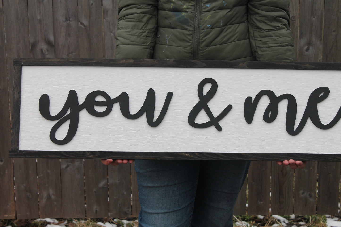 Master Bedroom Sign You & Me Raised Text Wood You and Me Décor Couch Sign Livingroom Sign Oversized Wedding Gift Black White