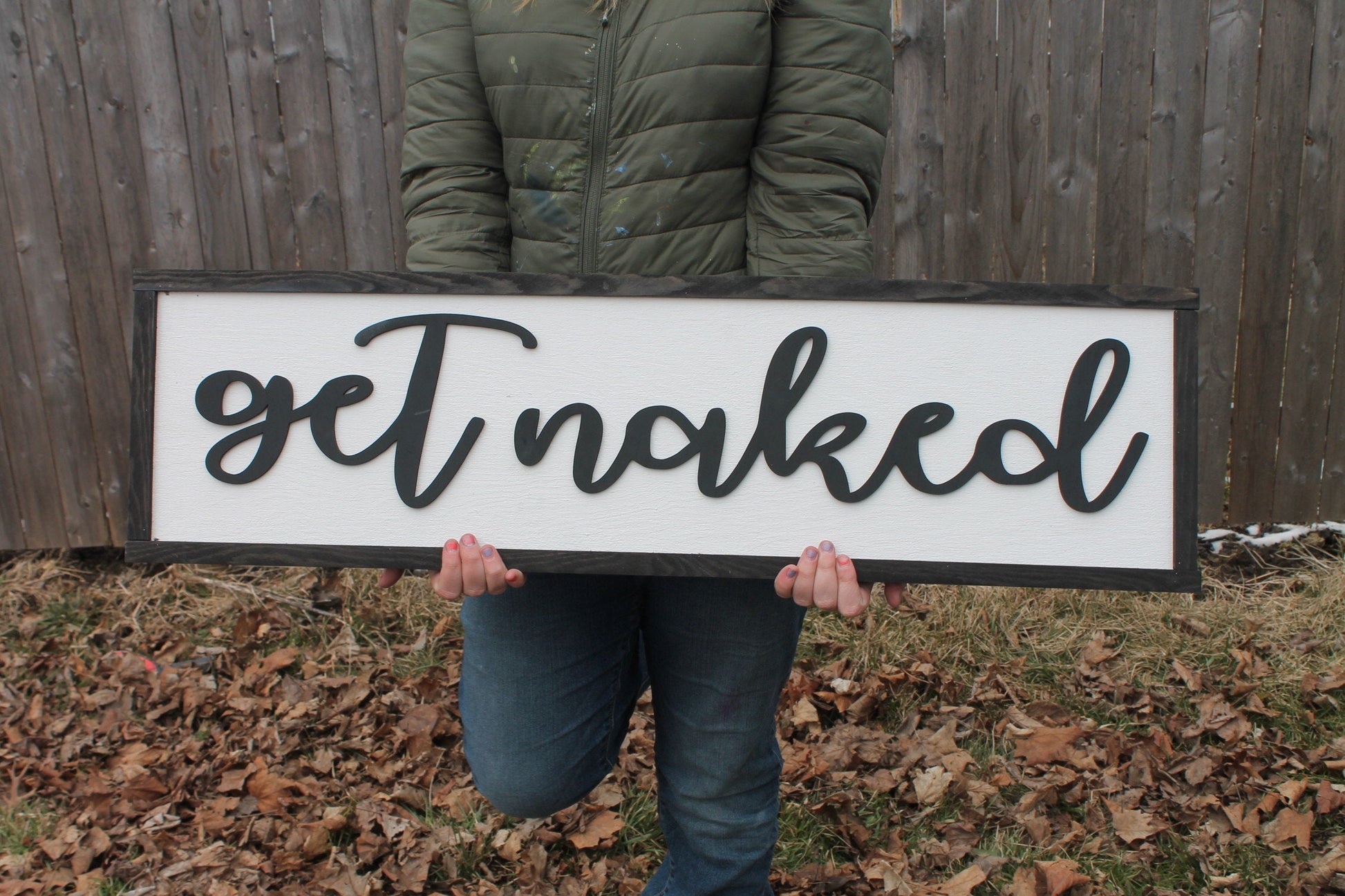 Get Naked Wood Sign, Bathroom Sign, Shower Decor, Bath, Raised Text, Decor, Large, Over Sized, Rustic, Primitive, Shabby Chic, 3D
