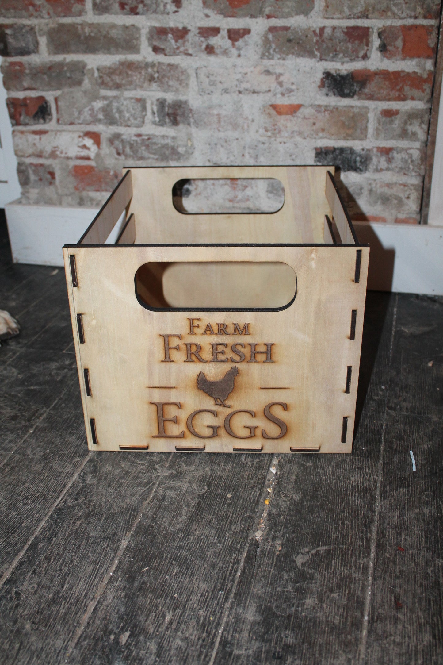 Custom Wood Crate, Use Your Company Logo or Image, Handles, Advertising Material, Marketing, Rustic, Logo, Chicken and Eggs