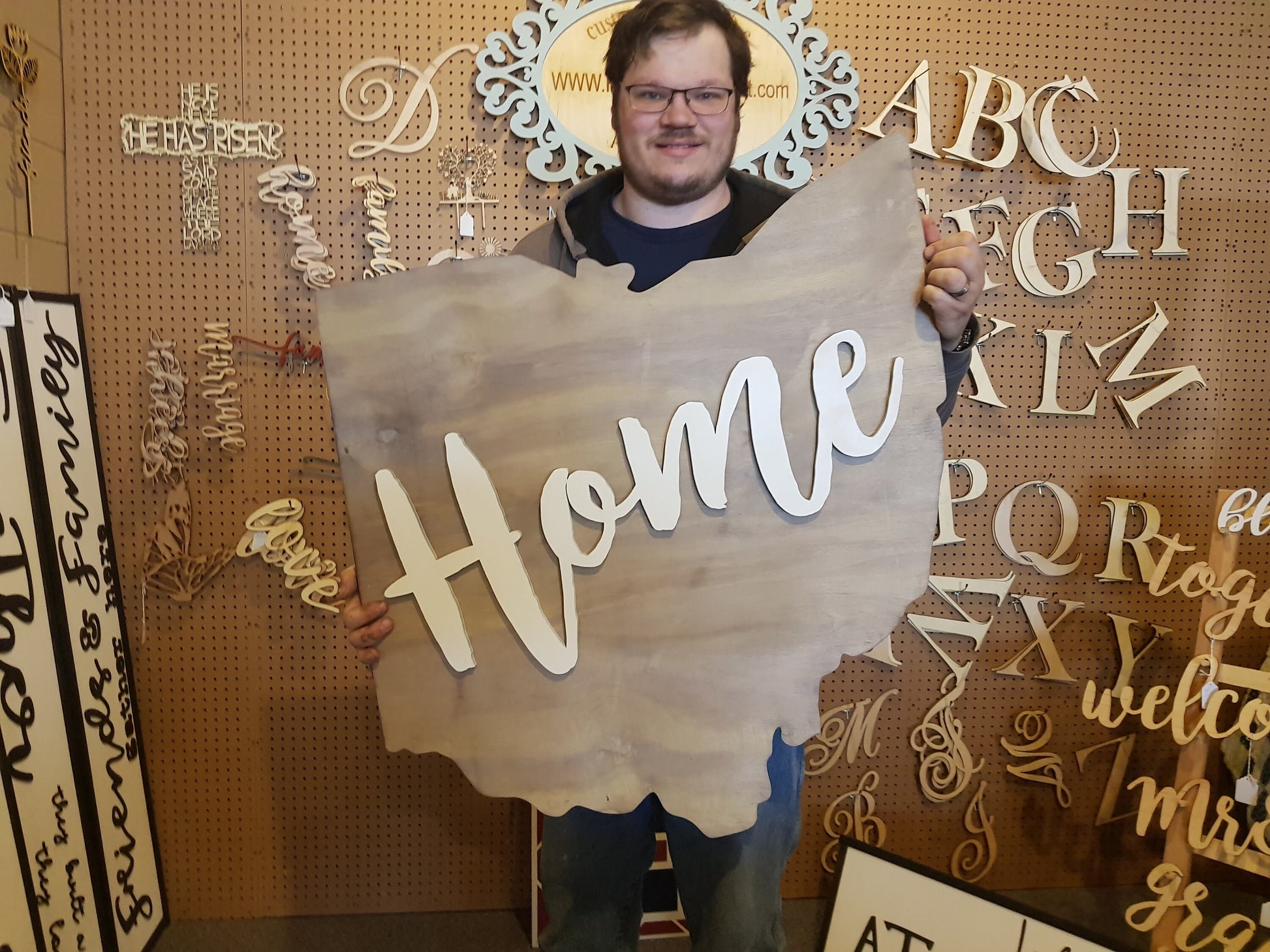 Ohio State Wood Sign, Home Sign, Raised Letters, Over Sized, Large State Sign, Your State, Custom, Cutout, Wooden, Wood, Extra Large