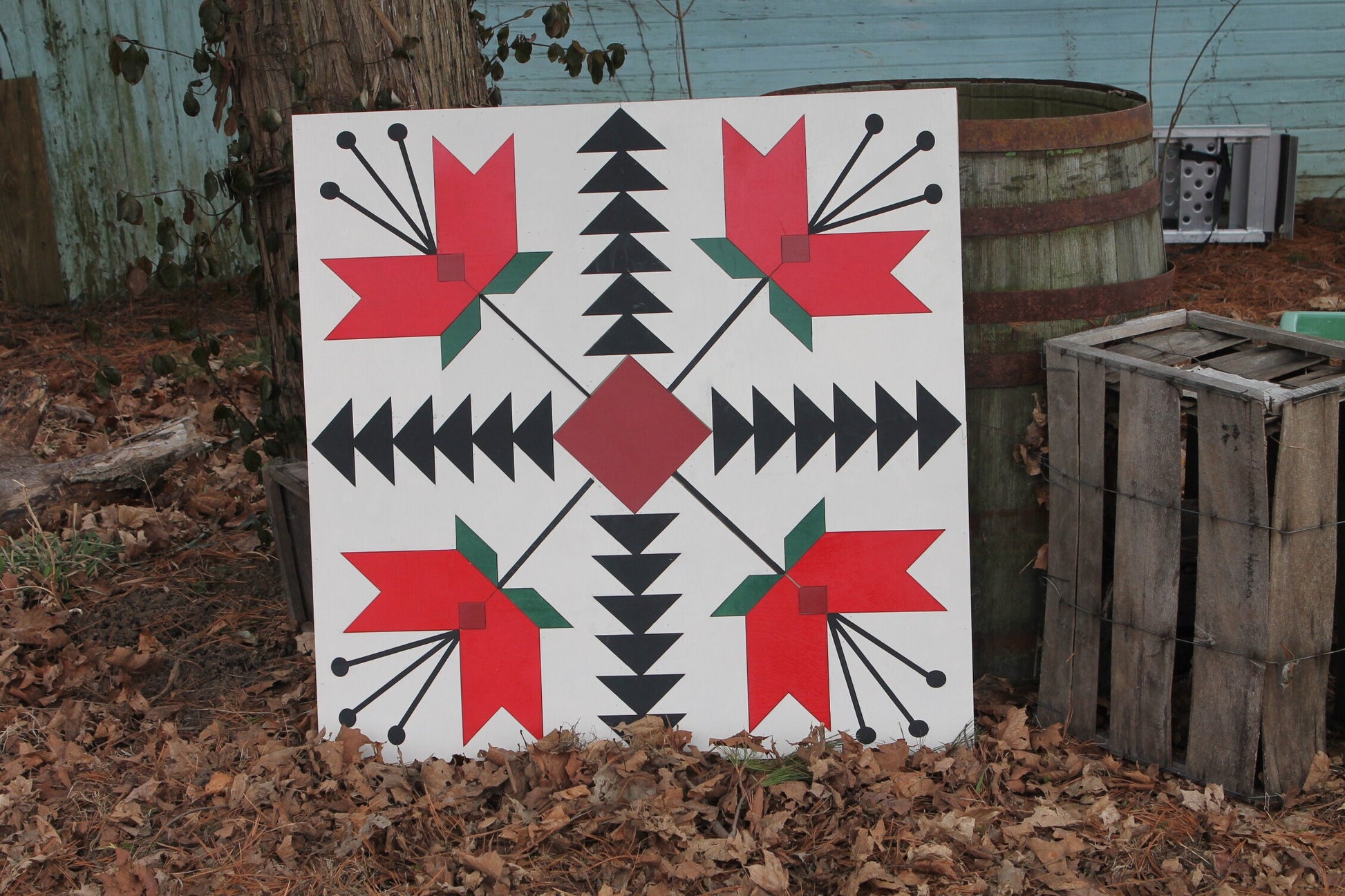 Barn Quilt, Tulip, Flower, Floral, Red, Wood Barn Quilt, Barn Decor, Vintage, Rustic, Mosaic, Handmade, Primitive, Wood, Laser Cut Out,Large