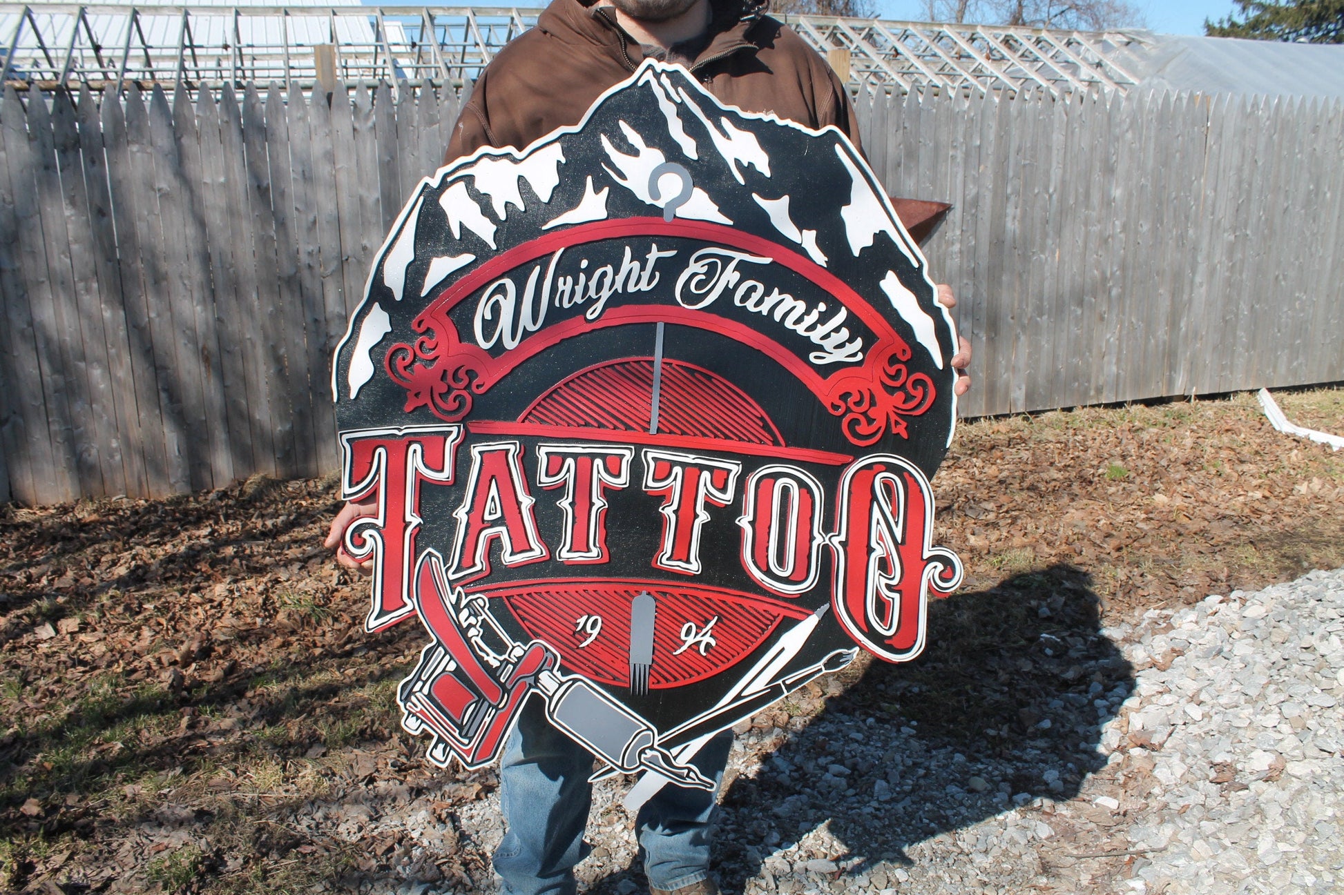 Tattoo Sign, Large Custom Business Sign, We Use Your Actual Graphic, Business Logo, Wood, Laser Cut Out, 3D, Extra Large
