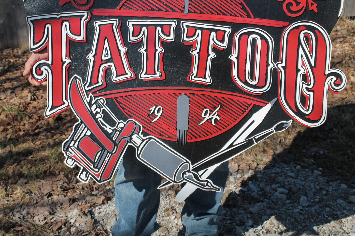 Tattoo Sign, Large Custom Business Sign, We Use Your Actual Graphic, Business Logo, Wood, Laser Cut Out, 3D, Extra Large