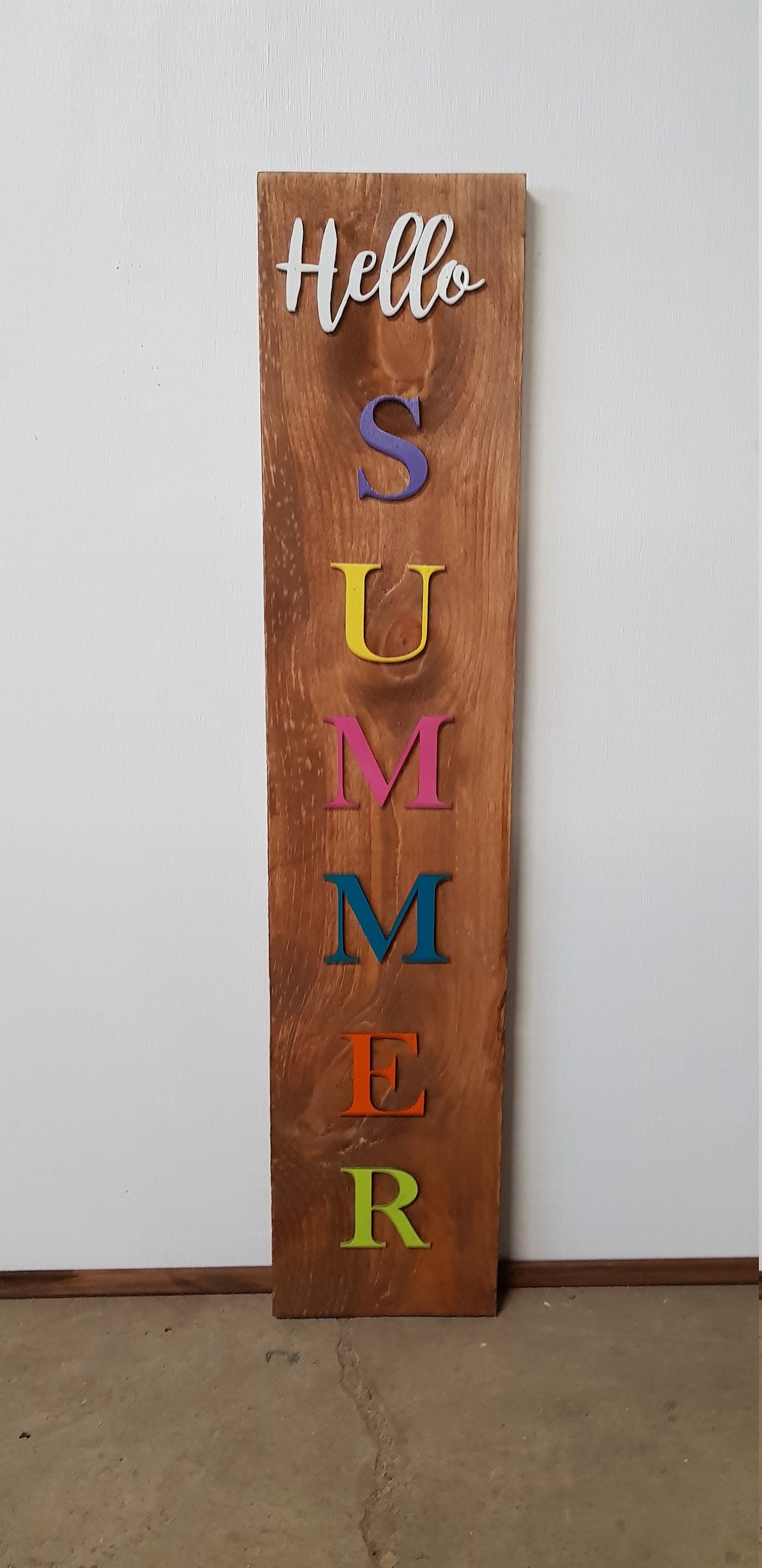 Hello Summer, Porch Sign, Raised Lettering, Decor, Over-sized Rustic, Wood, Laser Cut Out, Extra Large, Sign
