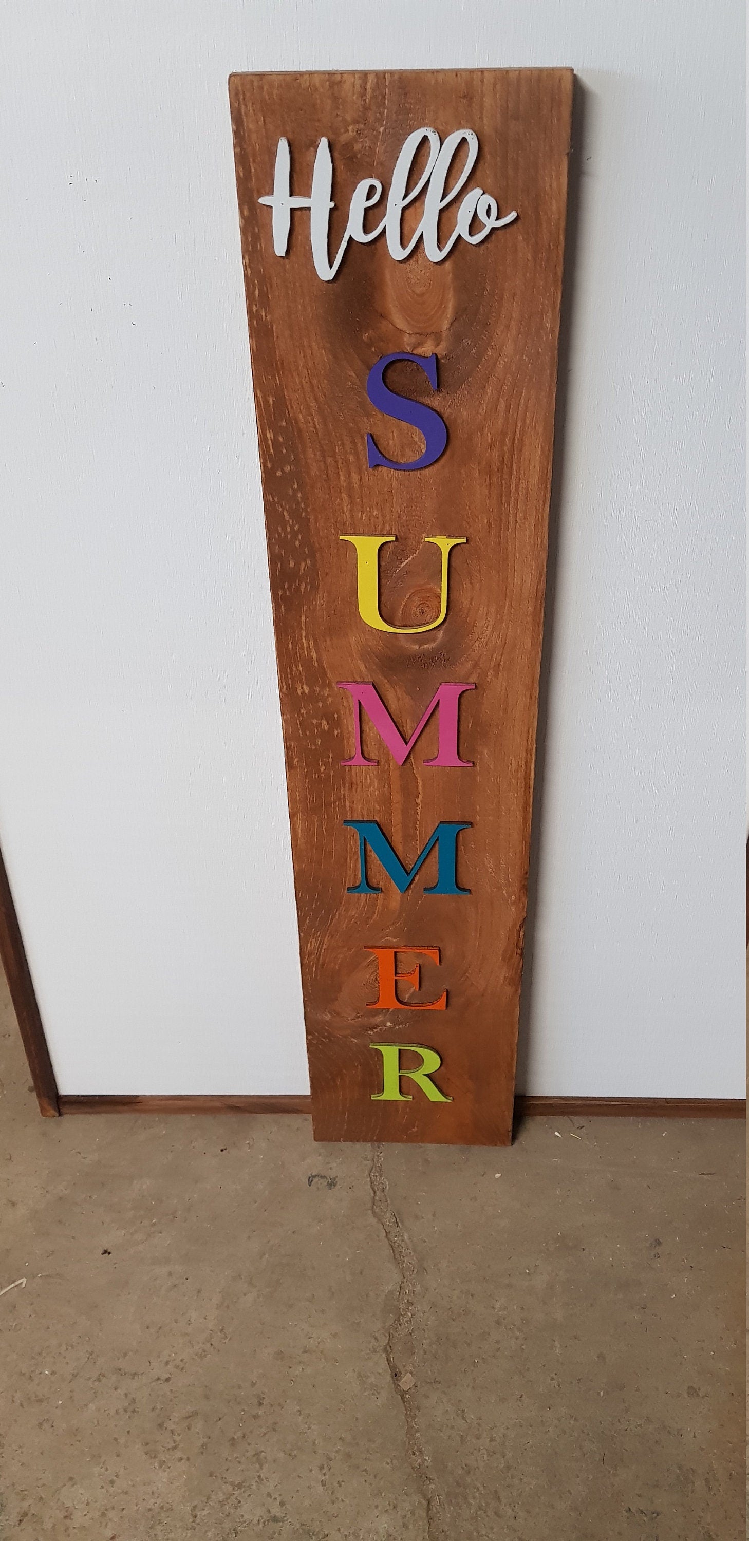 Hello Summer, Porch Sign, Raised Lettering, Decor, Over-sized Rustic, Wood, Laser Cut Out, Extra Large, Sign
