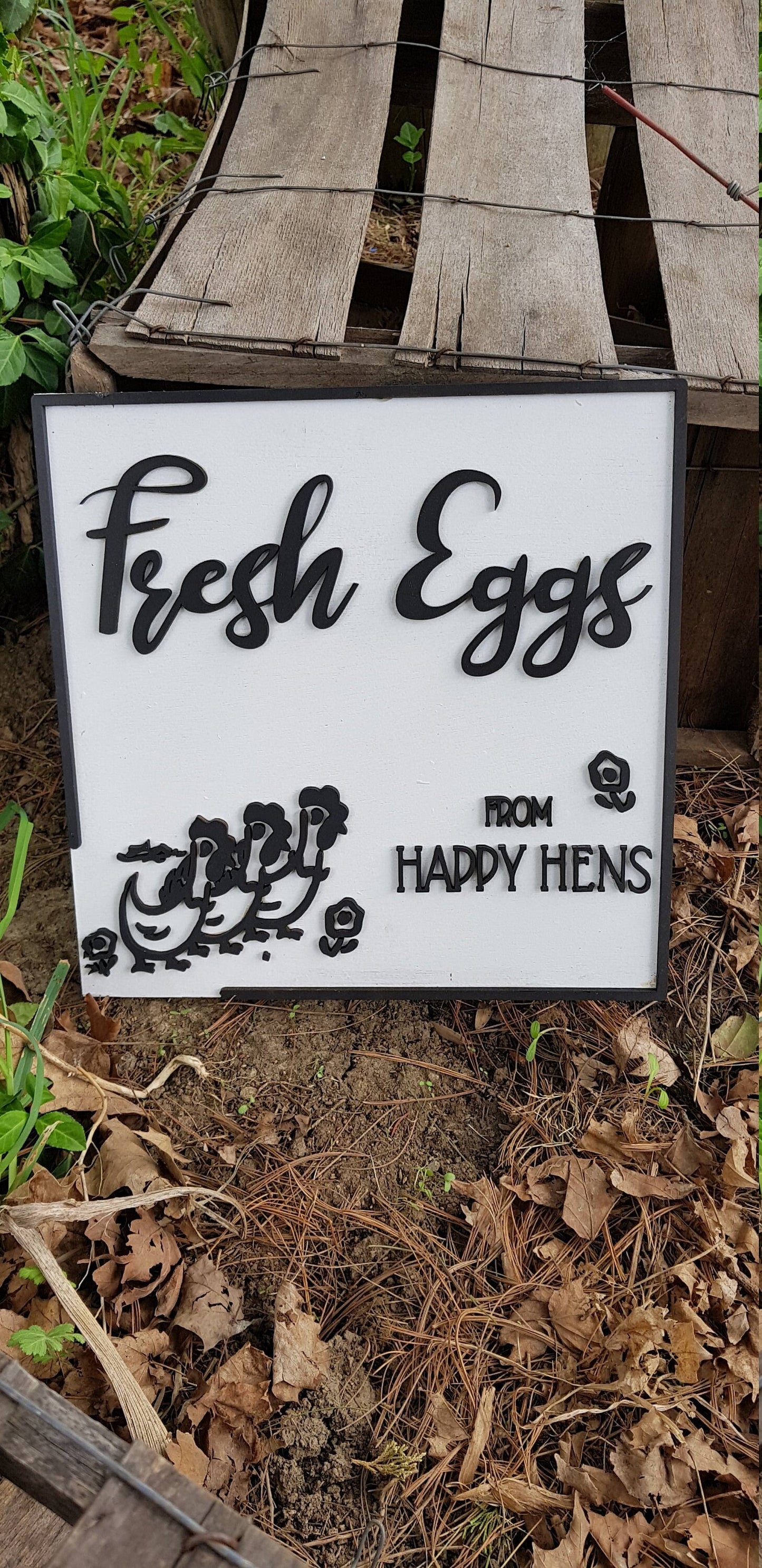 Chicken Coop Farm Eggs Chicken Tender Country Fresh Hens Chicks Happy Hens Handmade Sign Stand Kitchen