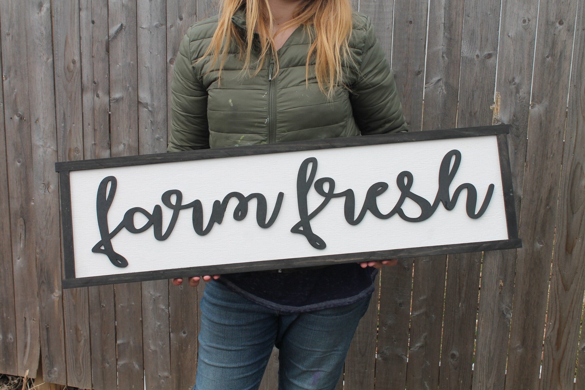 Farm Fresh Wood Sign, Raised Text, Country, Couch Sign, Large, Over Sized Rustic, Primitive, Shabby Chic, 3D, Country Living