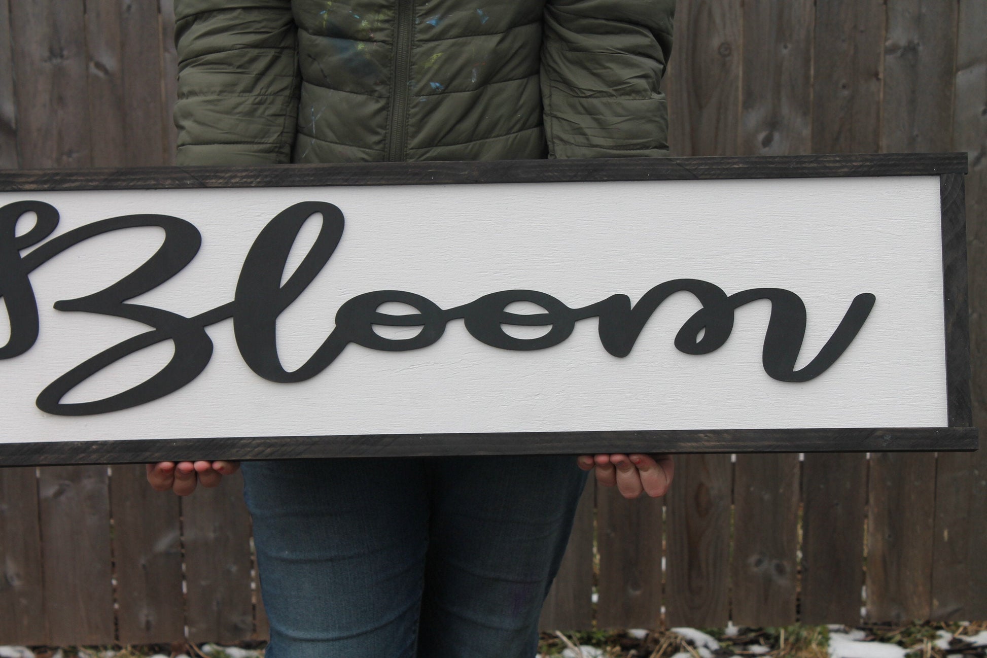 Bloom Wood Sign, Raised Text, Floral, Encouraging, Couch Sign, Large, Over Sized Rustic, Primitive, Shabby Chic, 3D, Country Living