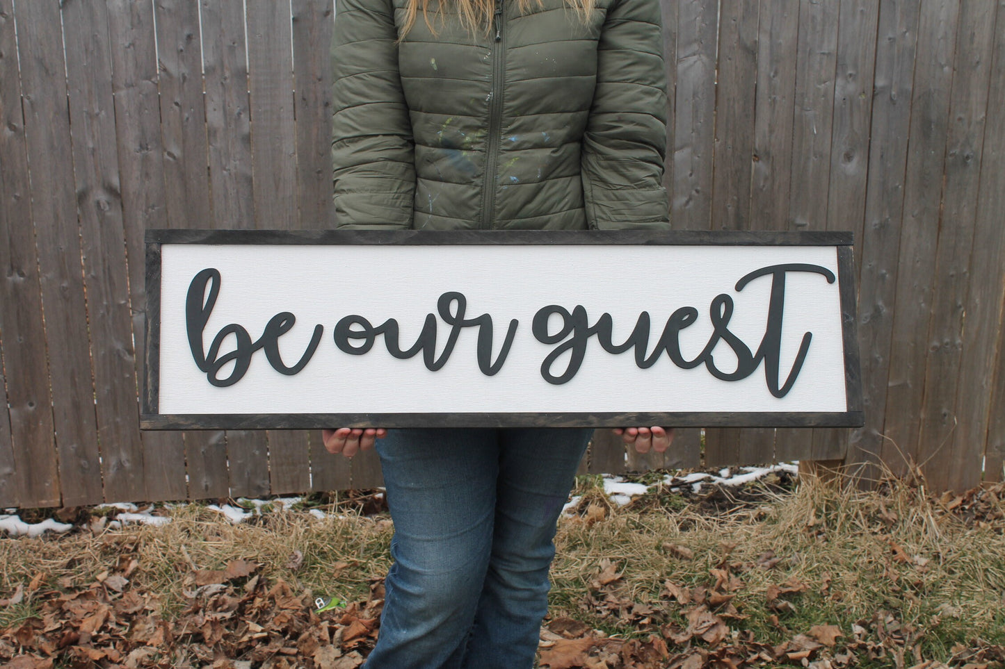 Be Our Guest Wood Sign, Raised Text, Guest Room Decor, Couch Sign, Large, Over Sized Rustic, Primitive, Shabby Chic, 3D, Country Living