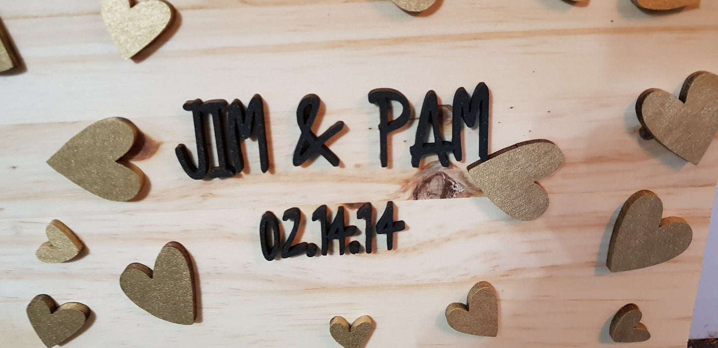 Alternative Signing Board, Signature Board, Guest Book, Party Sign, Custom, Signature Name Sign, Hearts, Wedding,Wood, 3D FootStepsinthePast