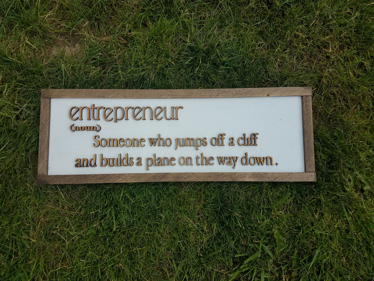 Entrepreneur Gift, Self Employed, Boss Gift, Small Business Owner, Business, Sign, 3D, Raised Text, Framed,, White, Rustic