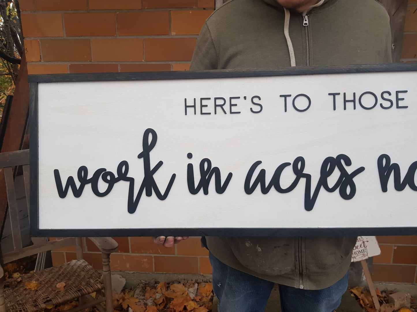 Farmer Gift Hard Work Work in Acres Not Hours Farmer Sign Ranch Country Rancher Over-sized Rustic Wood Raised Text