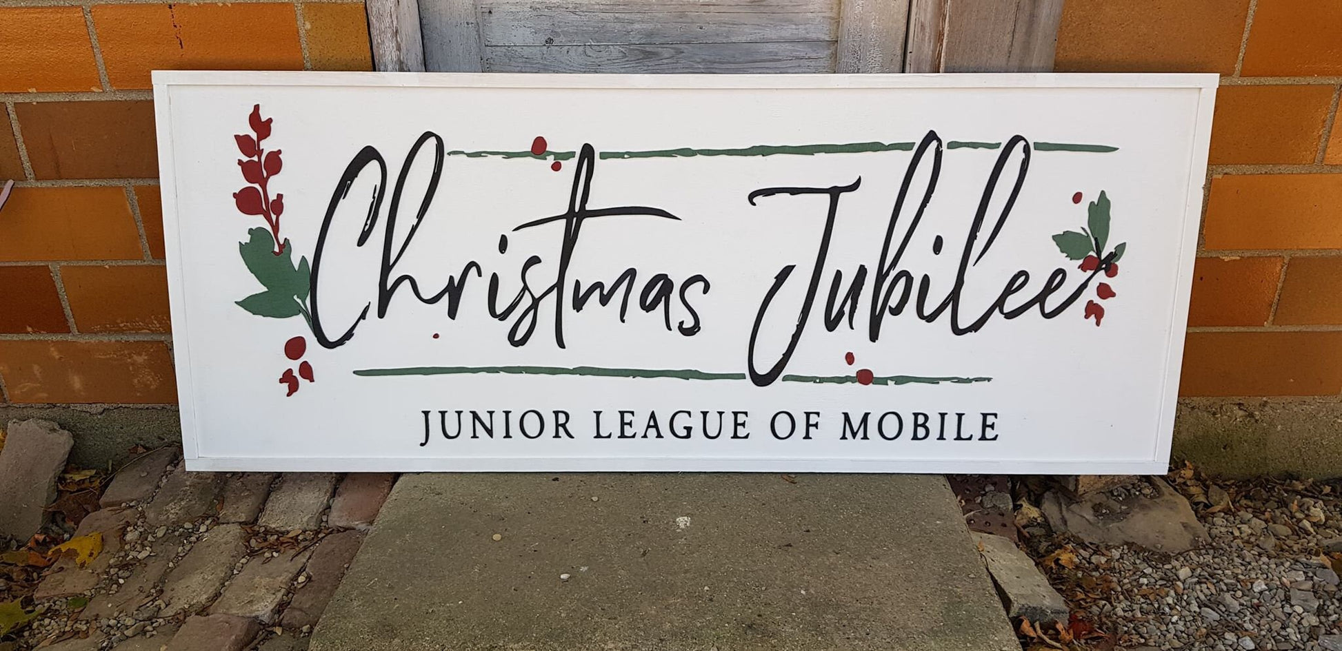 Party Sign Advertisement Christmas Function Junior League Sign Large Outdoor Commercial Business Sign Wood 3D Raised Text Entrance Sign