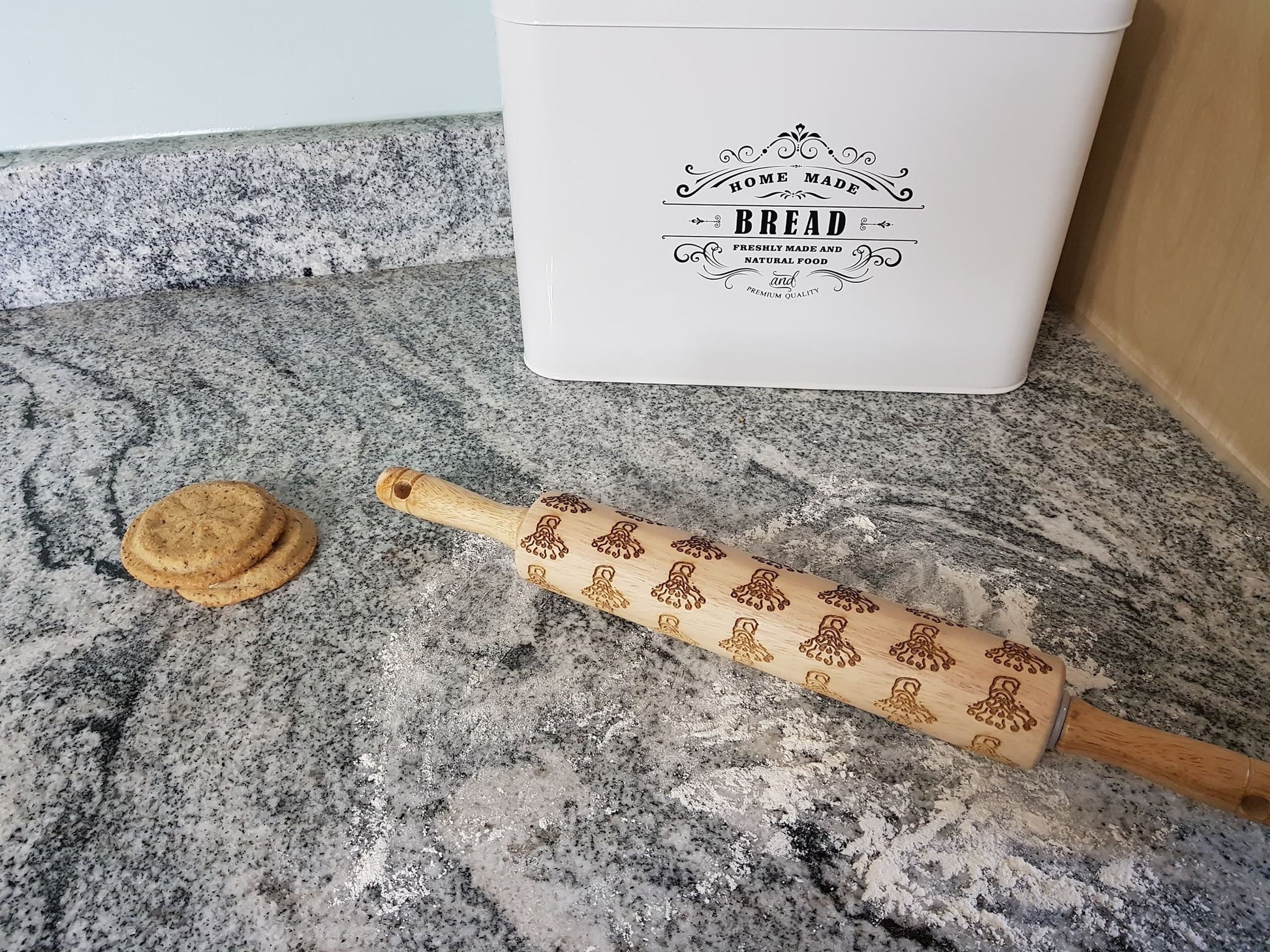 Santa Claus, Christmas, Face, Winter, Texture, Embossed, Engraved, Wooden Rolling Pin, Cookie Stamp, Laser, Hardwood 10 inch, pottery