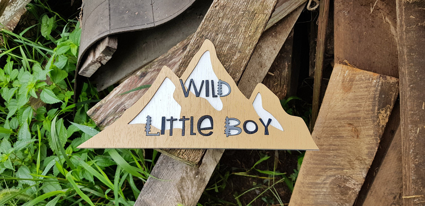 Wild Little Boy, Nursery Wall Art, Custom, Arrow, Mountain, Adventure, Outdoorsy, Wooden, Wood, Raised Graphic,  3D Sign, Footstepsinthepast