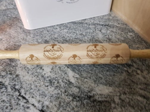 baker Logo. Your Actual Logo, Business Logo, Rolling Pin, Embossed, Engraved, Wooden Rolling Pin, Cookie Stamp, Laser, pottery texture