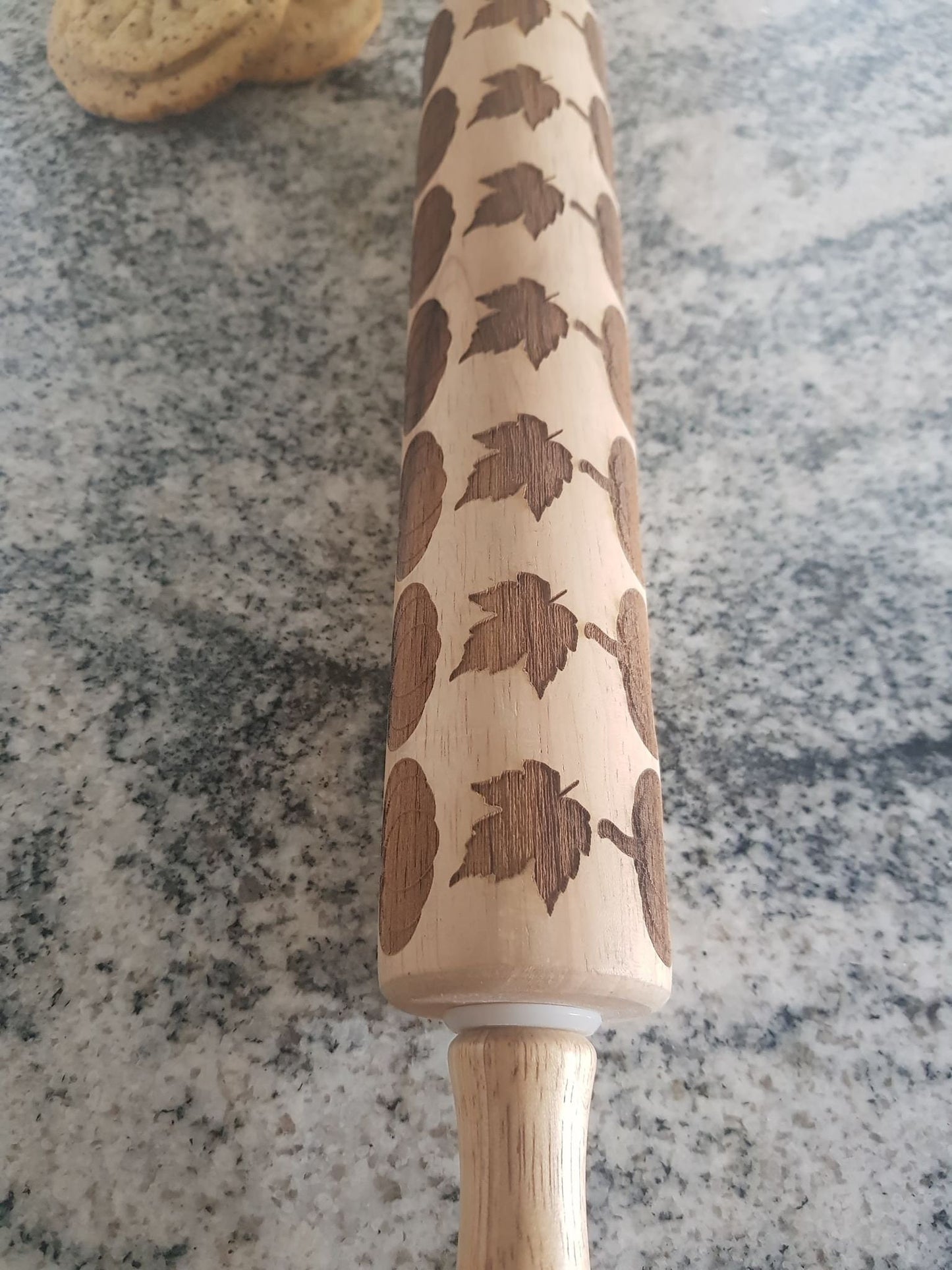 Pumpkin, Leaf, 10 Inch Texture, Fall, Nature, Gift, Embossed, Engraved, Wooden Rolling Pin, Cookie Stamp, Laser, Hardwood, pottery