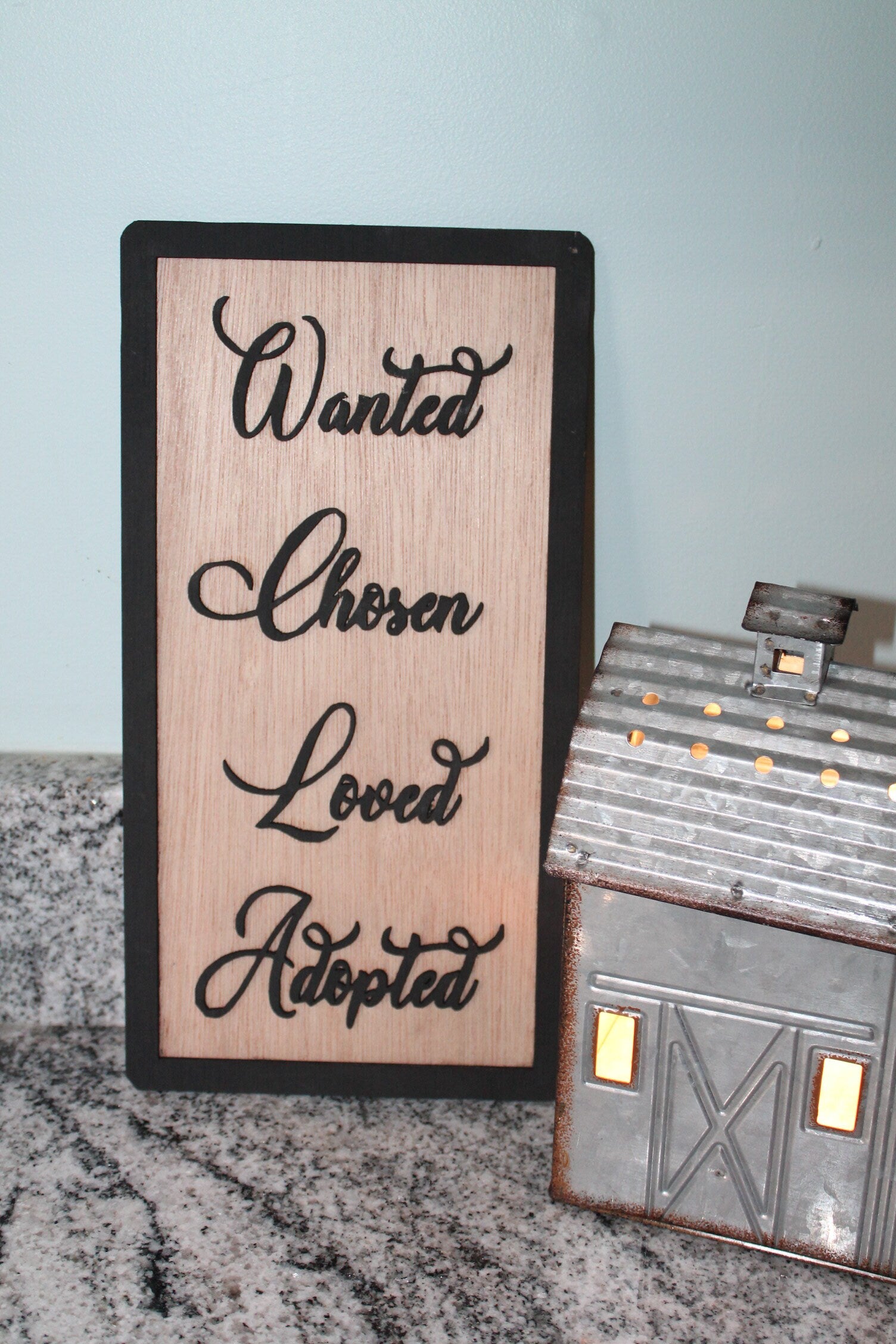 Adoption Sign, Wanted Chosen Loved Adopted, Gift, Wood Sign, Primitive, Farmhouse, Shabby Chic, 3D, Raised Text, Wall Decor