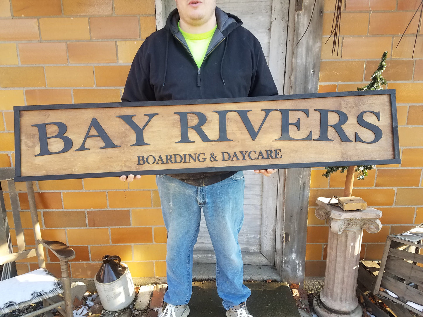 Large Custom Boarding Day Care Sign, Over-sized Rustic Business Logo, Wood, Laser Cut Out, 3D, Extra Large, Sign Footstepsinthepast