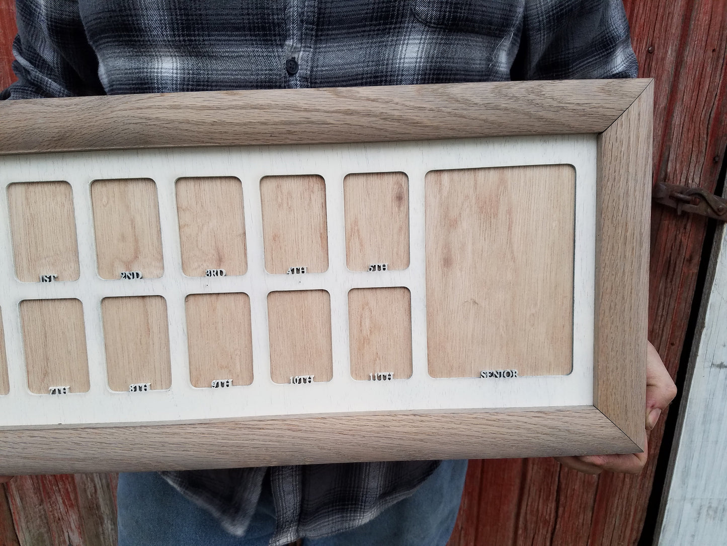 Farmhouse School Years Picture Frame and Mat Wood  weathered Oak Kindergarten through Senior Handmade Homemade rustic country