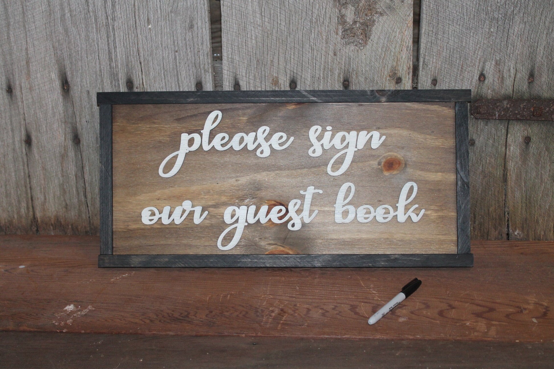 Please Sign Our Guest Book Sign Raised Text Extra Large Signage Framed Wood For Party Wedding Graduation Rustic Primitive Barn Wood Country
