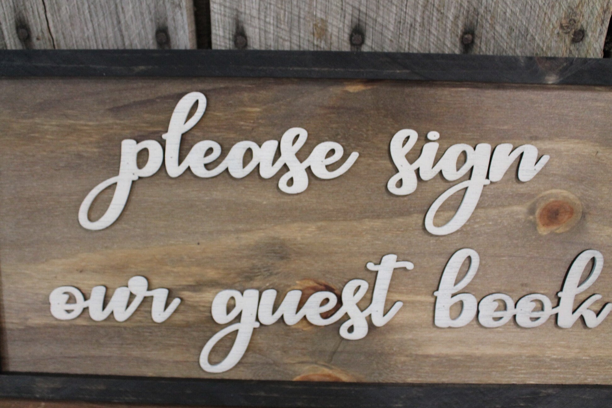 Please Sign Our Guest Book Sign Raised Text Extra Large Signage Framed Wood For Party Wedding Graduation Rustic Primitive Barn Wood Country