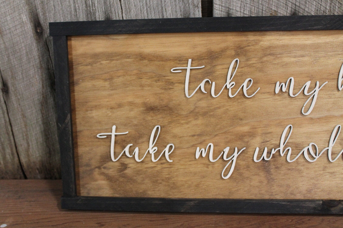 Take My Hand Sign Raised Text Wood Lord Song Lyrics Elvis Presley 3D Extra Large Framed Wood Sign Rustic Primitive Country Text Script
