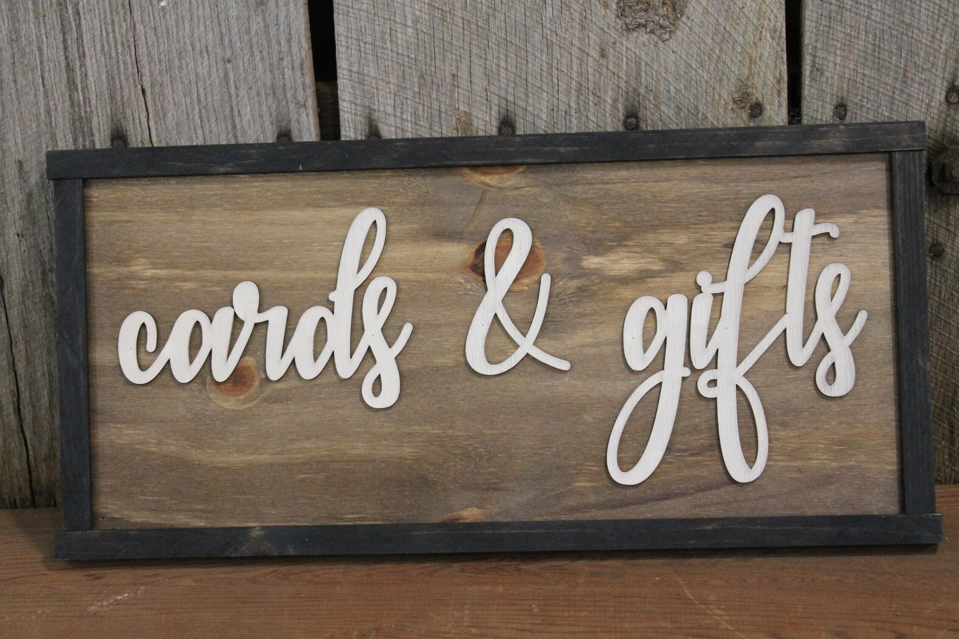 Cards & Gifts Sign Raised Text Wedding Party Graduation Party Shower Extra Large Framed Rustic Primitive Barn Wood Country Signage