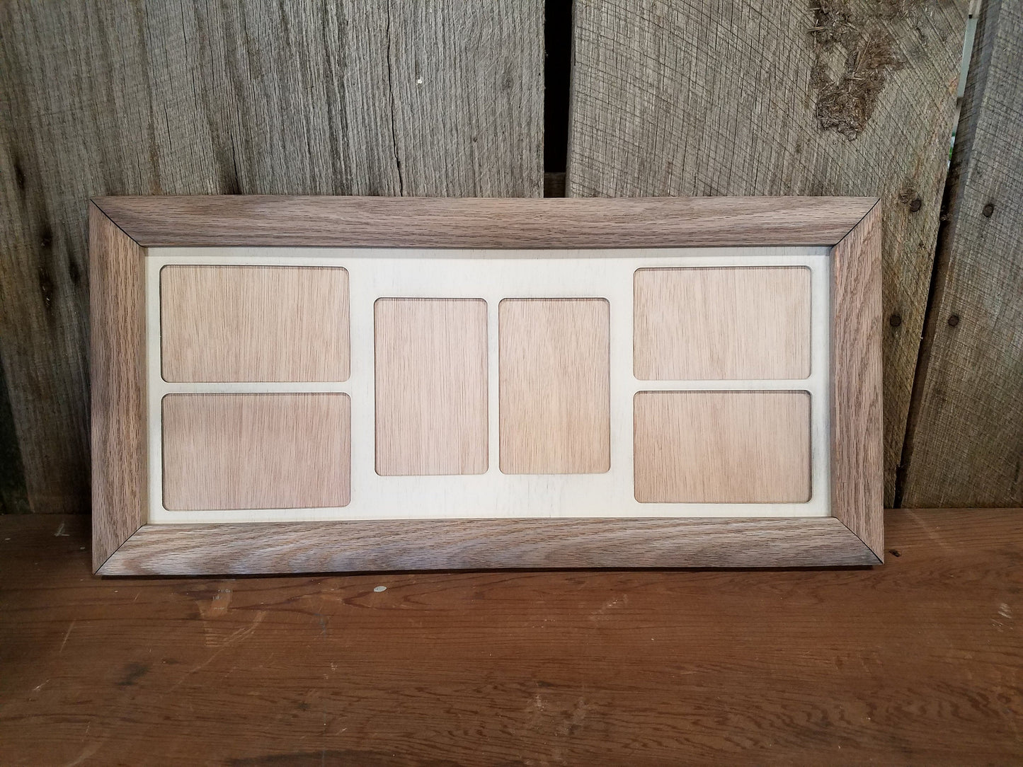 Farmhouse, 4x6, College, Picture Frame, Mat, Mat-board, Wood, Holds 6, Weathered Oak, Handmade, Country, Rustic, Primitive, Multiple