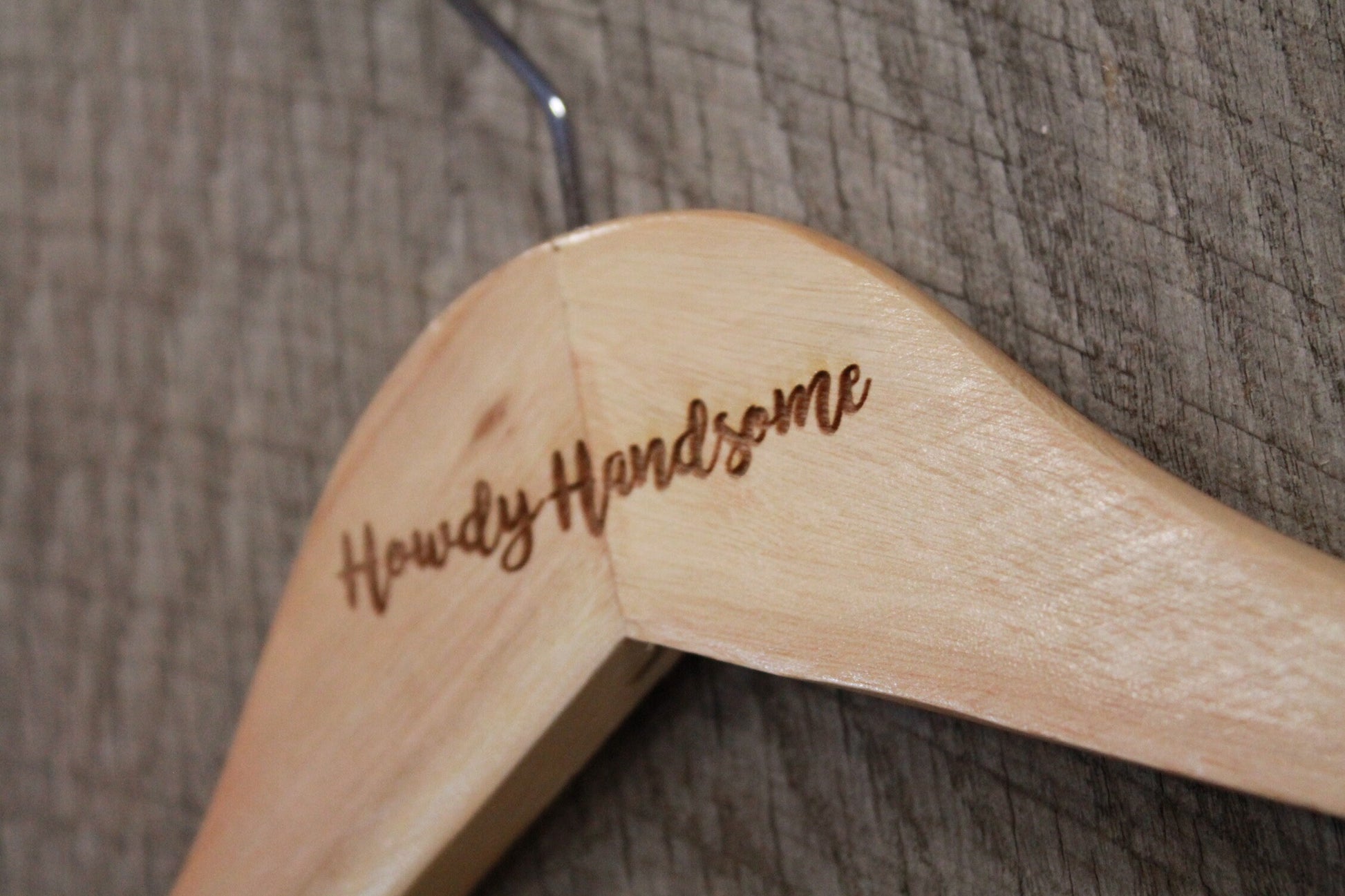 Howdy Handsome Clothes Hanger Engraved Hard Wood Mens Sturdy Suit Jacket Boys