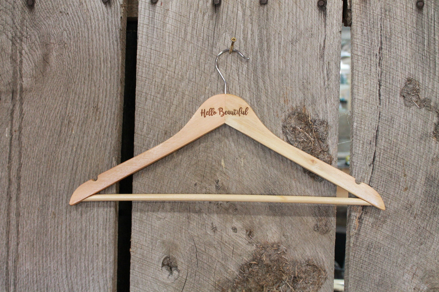 Hello Beautiful Clothes Hanger Engraved Hard Wood Womans Ladies Sturdy Dress Wedding Gift