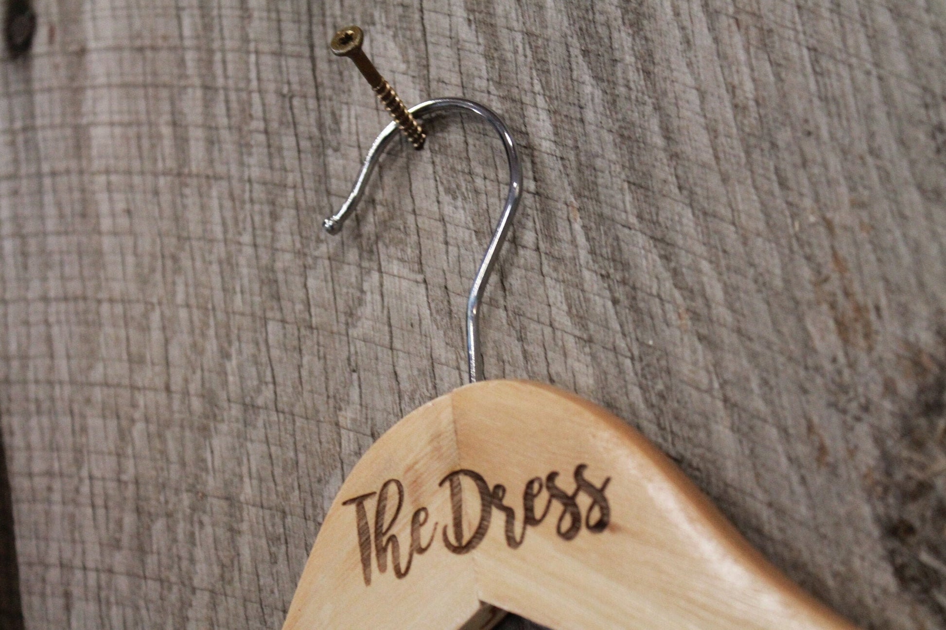 The Dress Clothes Hanger Engraved Bride Wedding Bridal Gown Hard Wood Sturdy Ceremony Celebration Gift