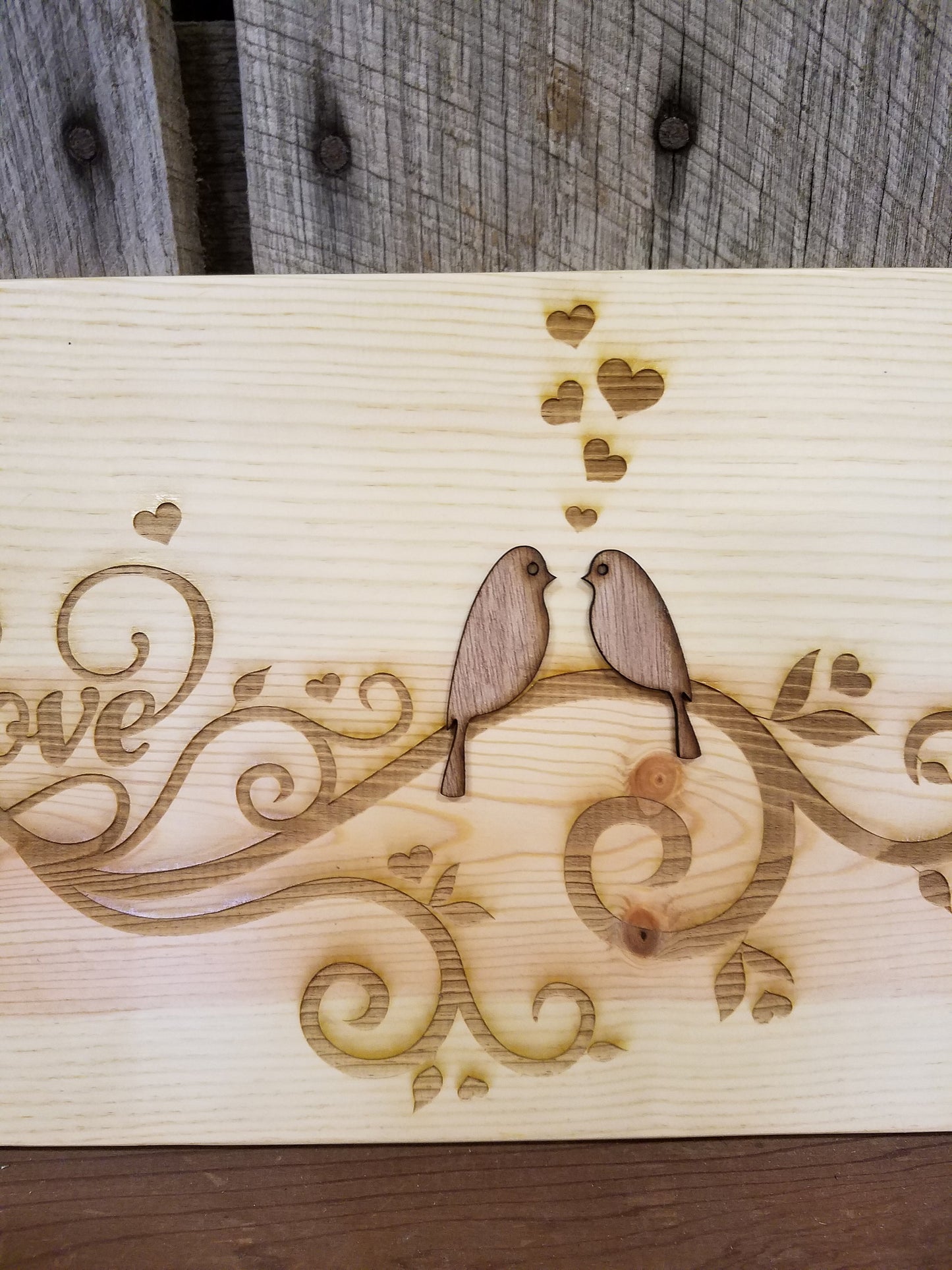 Couple Love Birds, 3D Raised Bird, Branch Tree, Anniversary, Gift, Handmade Sign, Poem, Wood, Laser Engraved, Primitive